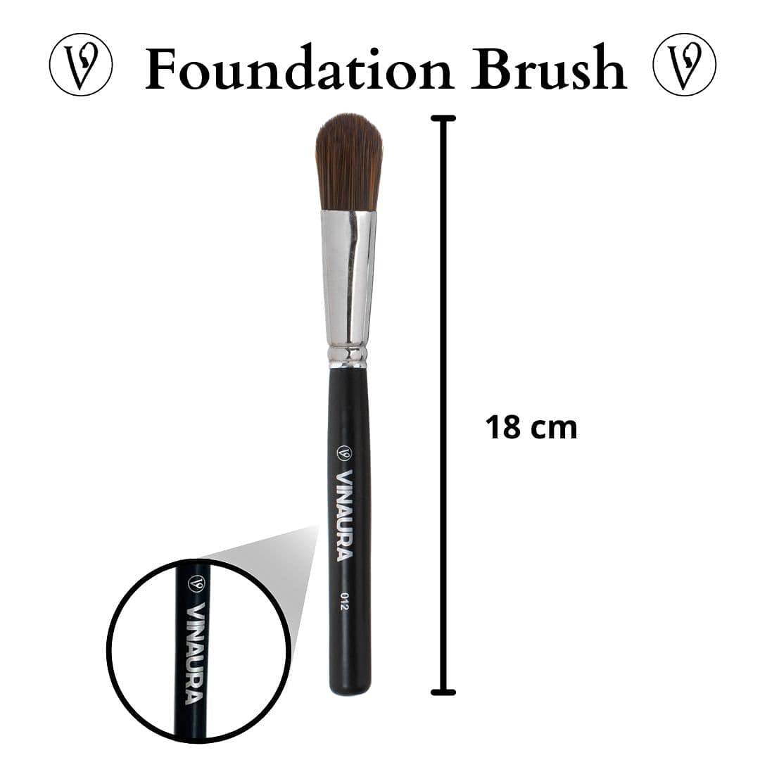 VINAURA Pro Foundation Brush - Full Coverage Makeup Brush for Liquid & Cream Foundation | Professional Base & Eye Makeup Application | Perfect for Everyday Glam & Special Occasions