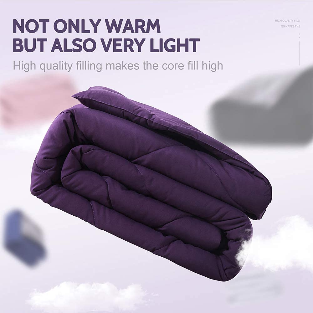 Decroom Lightweight King Comforter Set - 3 Piece Quilted Down Alternative Bedding with 2 Pillow Shams | All-Season Purple Duvet Insert for King Size Beds | Perfect for Master Bedrooms, Guest Rooms & Cozy Home Decor