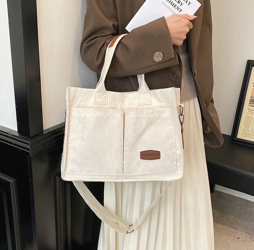 Stylish Women's Corduroy Tote Bag - Fashionable Hobo Messenger Shoulder Bag with Multiple Pockets | Perfect for Work, Travel & Everyday Use