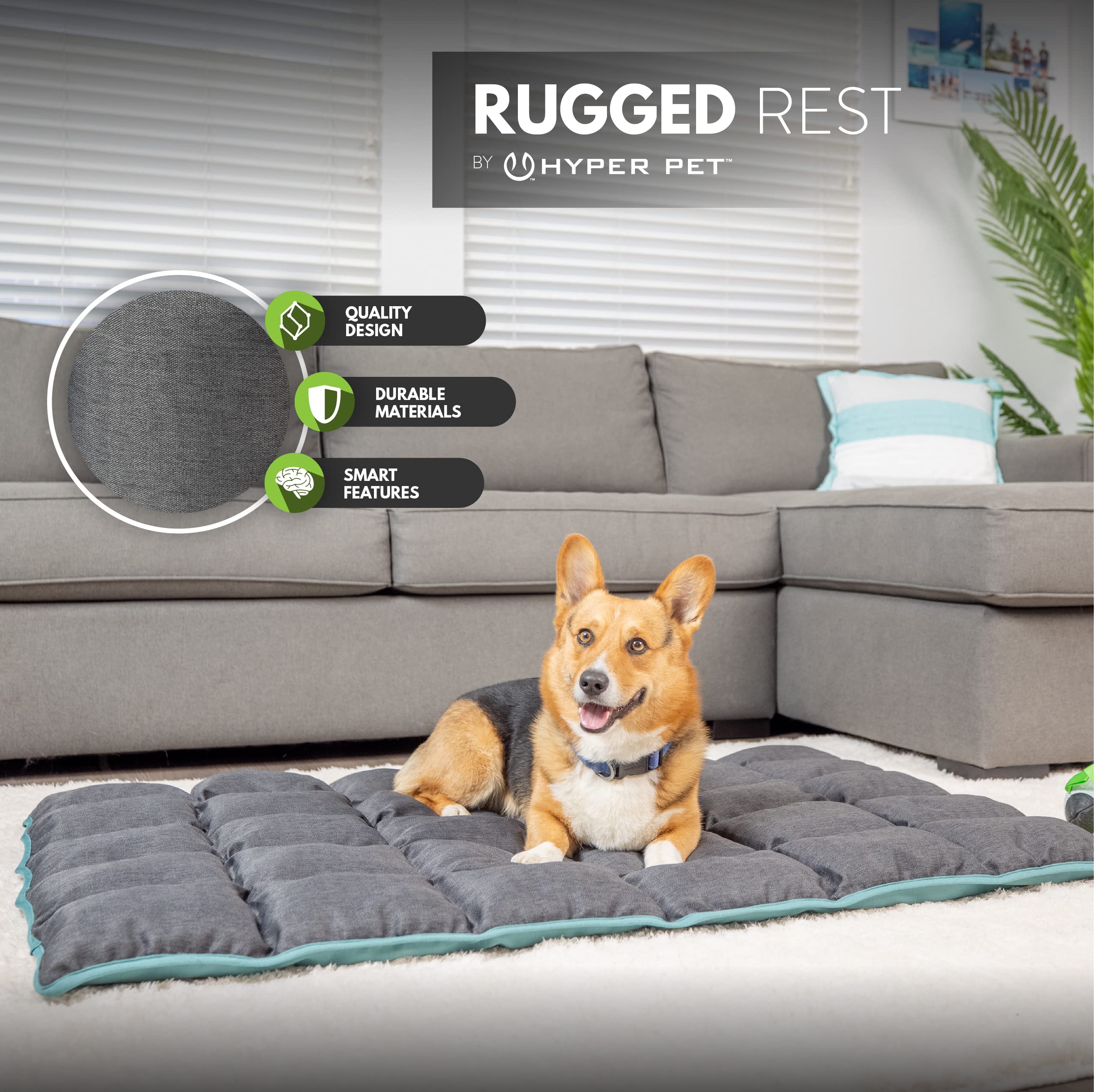 Hyper Pet's Rugged Rest Deluxe Durable Dog Bed - Washable Orthopedic Pet Bed for Small, Medium & Large Dogs, Perfect for Crates & Travel - Medium Size 40