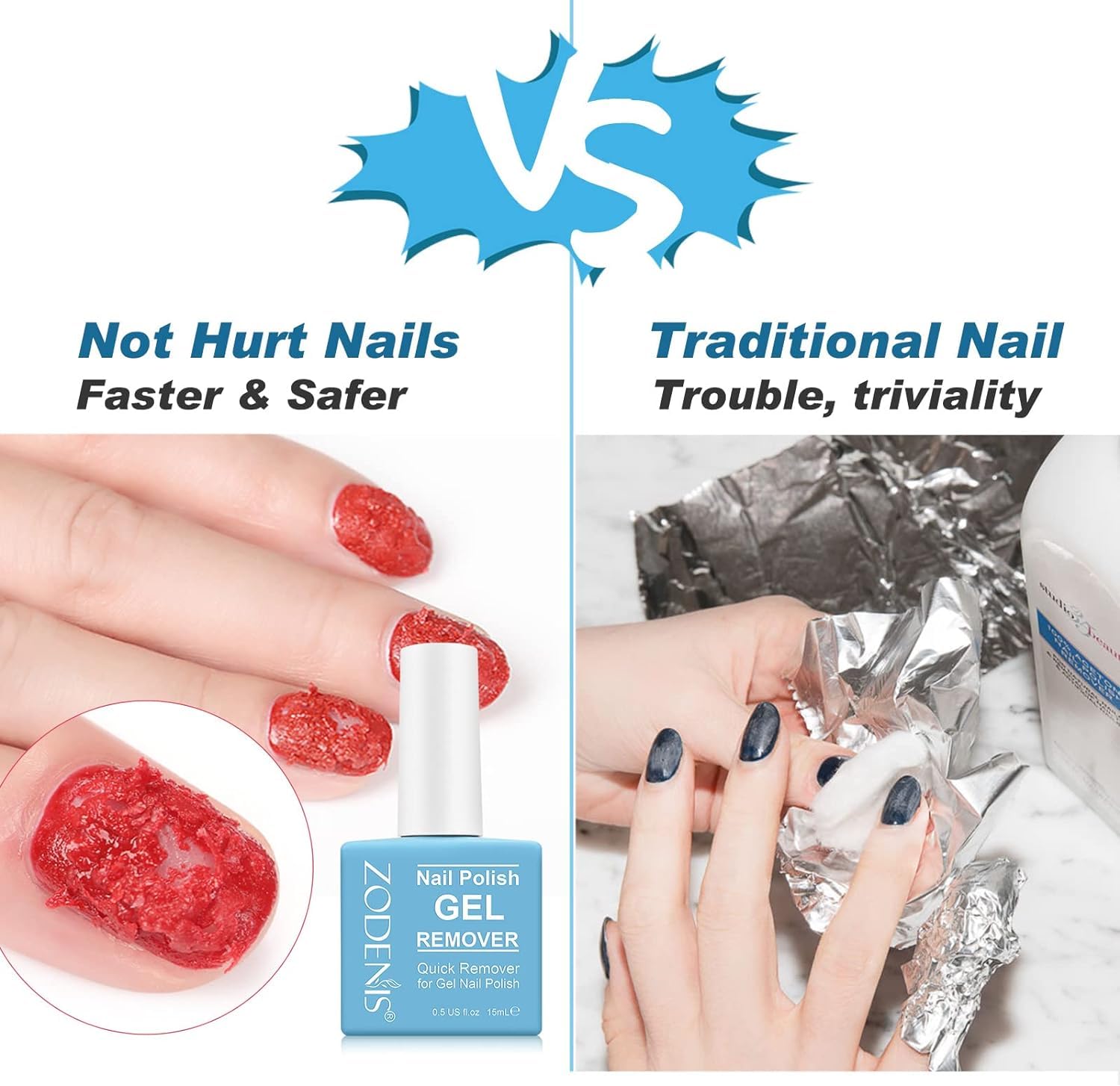 Professional Gel Nail Polish Remover (2PACK) - Fast Soak Off in 3-5 Minutes, No Foil/Wrapping Needed - 0.5 Fl Oz for Salon & Home Manicure - Perfect for DIY Nail Art & Gel Polish Removal