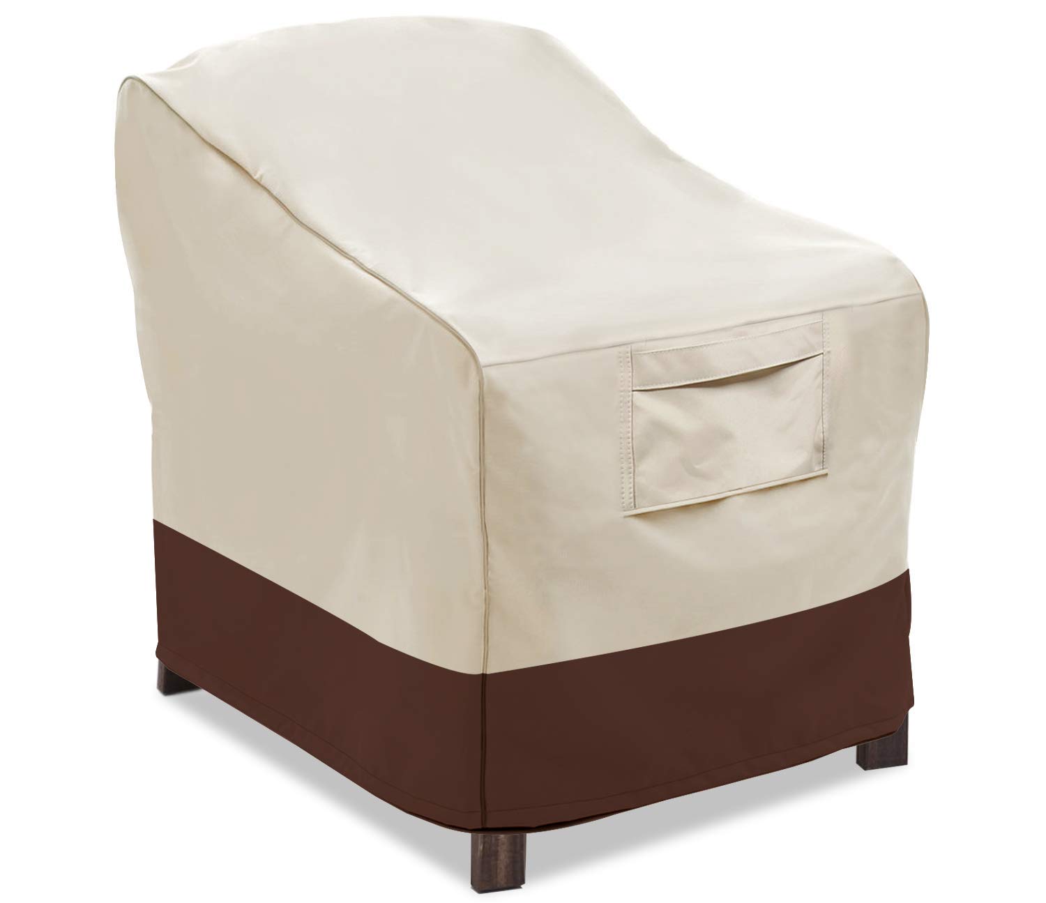 Vailge Heavy Duty Waterproof Patio Chair Covers - Lounge Deep Seat Outdoor Furniture Protector for Sofa, Swing, Recliner (Small, Beige & Brown) | All Weather Protection for Backyard, Garden & Poolside Use