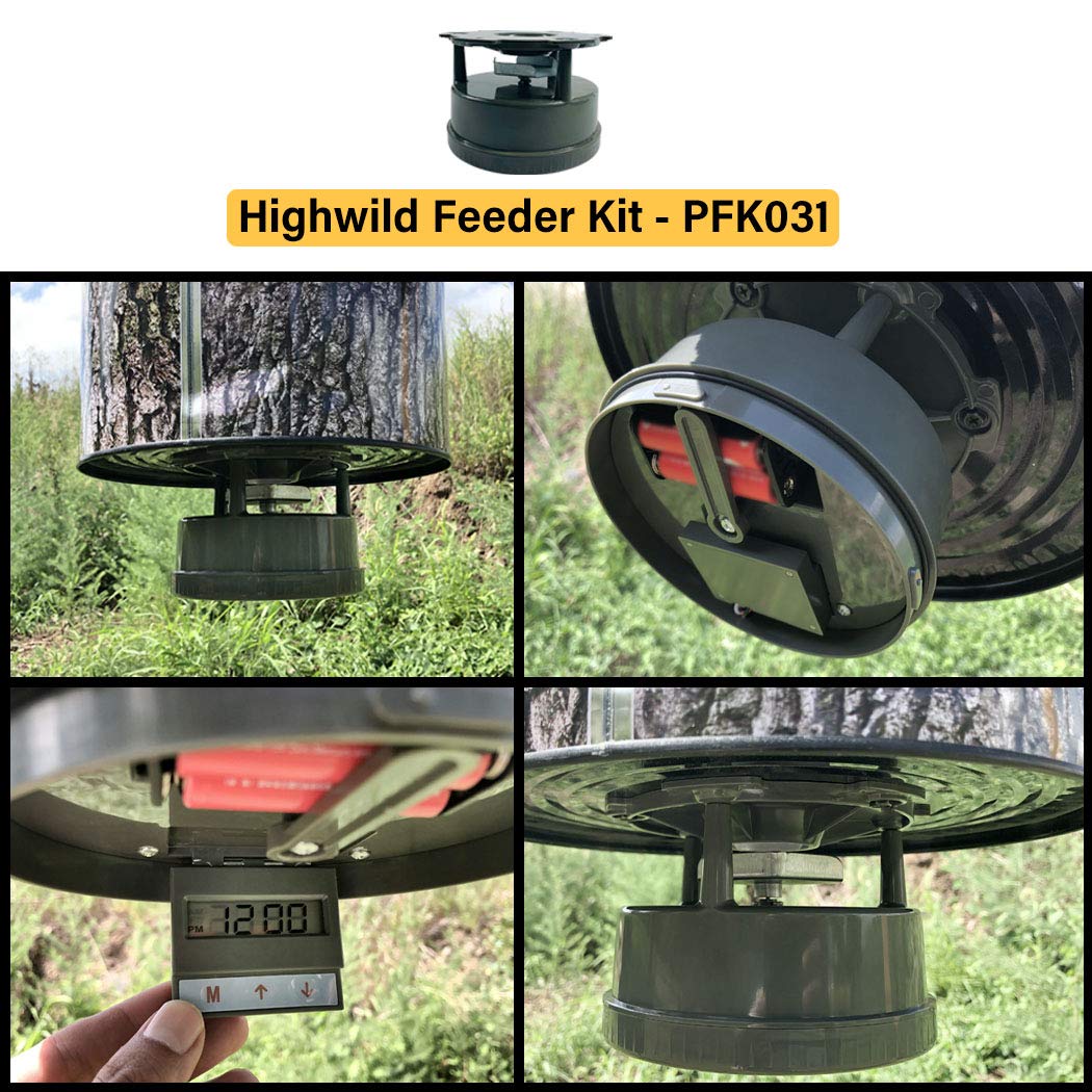 Highwild Deer Feeder Kit with Digital Timer & Metal Spin Plate - Easy Setup All-in-One (6 Pack) for Hunting, Wildlife Observation & Backyard Feeding