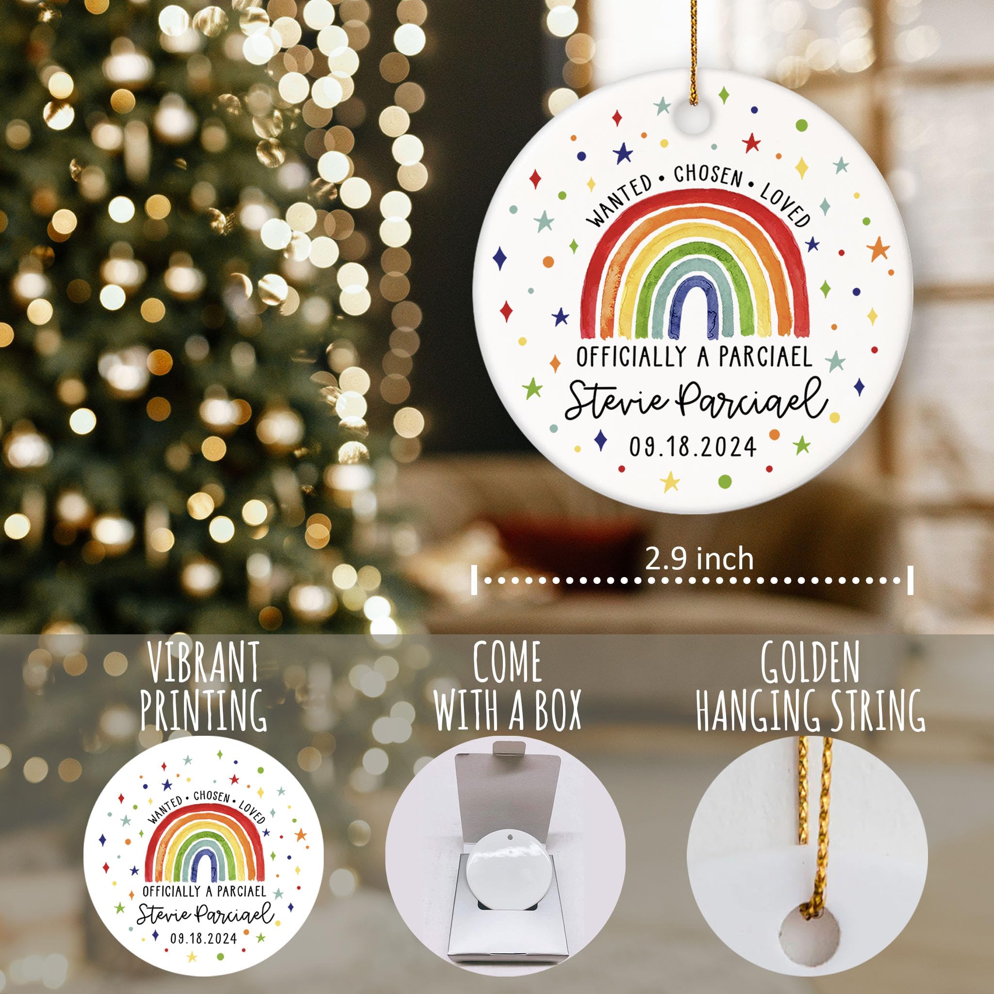 Personalized Adoption Ornament - Custom Gotcha Day Gift for Adoptive Families, Foster Care Keepsake & Adoption Announcement - Perfect for Christmas Tree Decorations & Family Celebrations