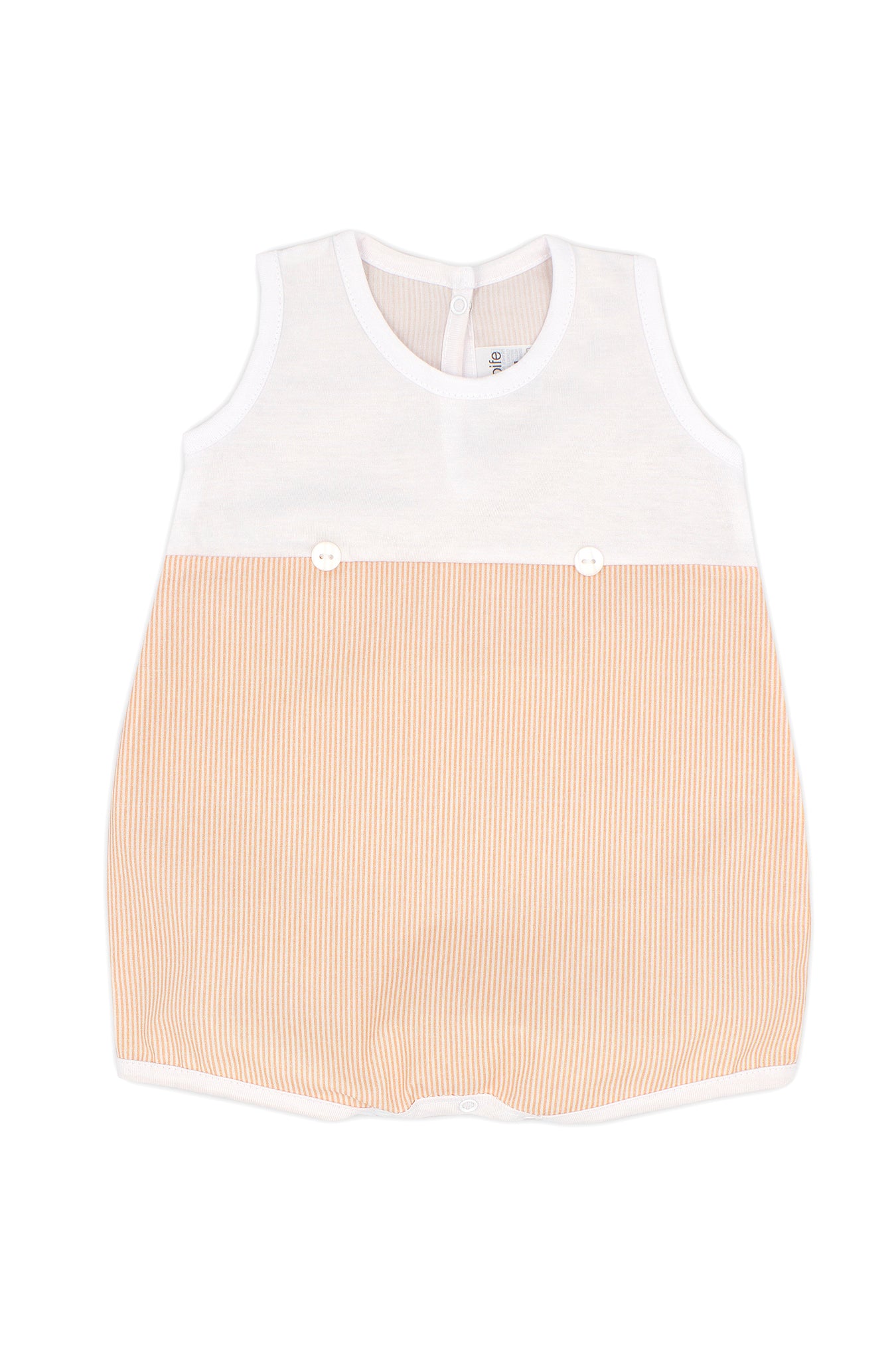 Hayden Apricot Striped Romper - Baby Girls' Summer Outfit | Soft Cotton Jumpsuit for Infants & Toddlers | Perfect for Playdates, Beach & Photo Shoots