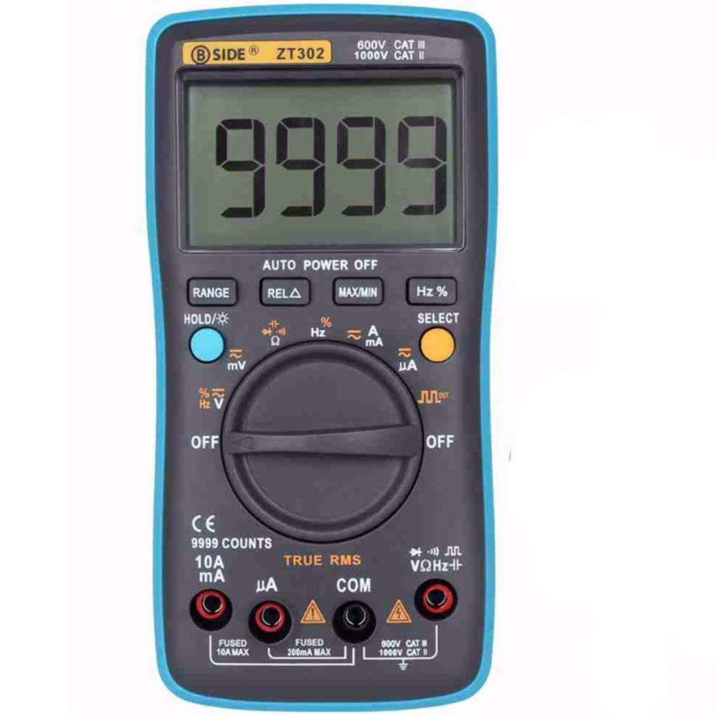 ZT302 True RMS Digital Multimeter - 9999 Counts, AC/DC Voltage, Temperature & Capacitance Tester, Auto-Ranging Multifunction DMM for Home, Automotive & Electrical Repairs