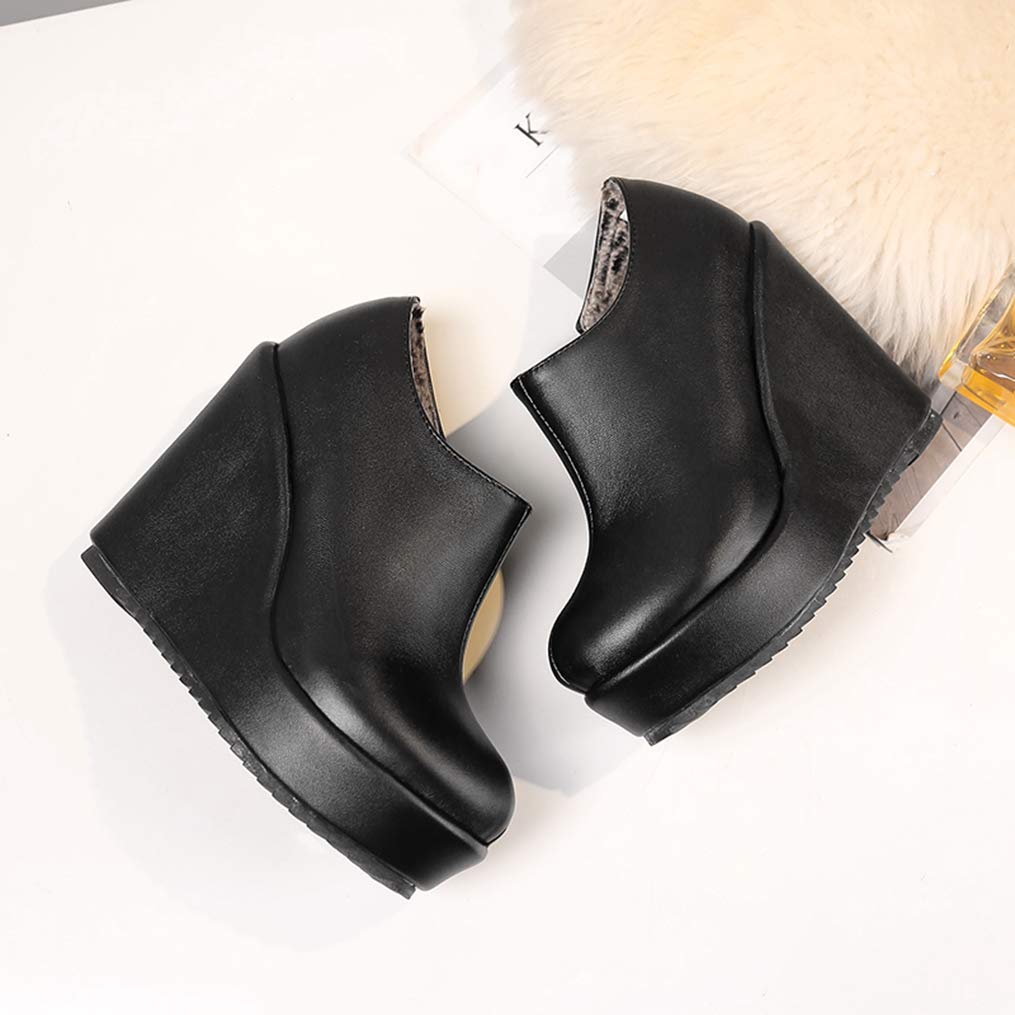 GIY Women's Round Toe High Heel Ankle Boots - PU Leather Wedge Platform Dress Boots with Zipper for Winter & Casual Wear | Perfect for Office, Parties & Night Out