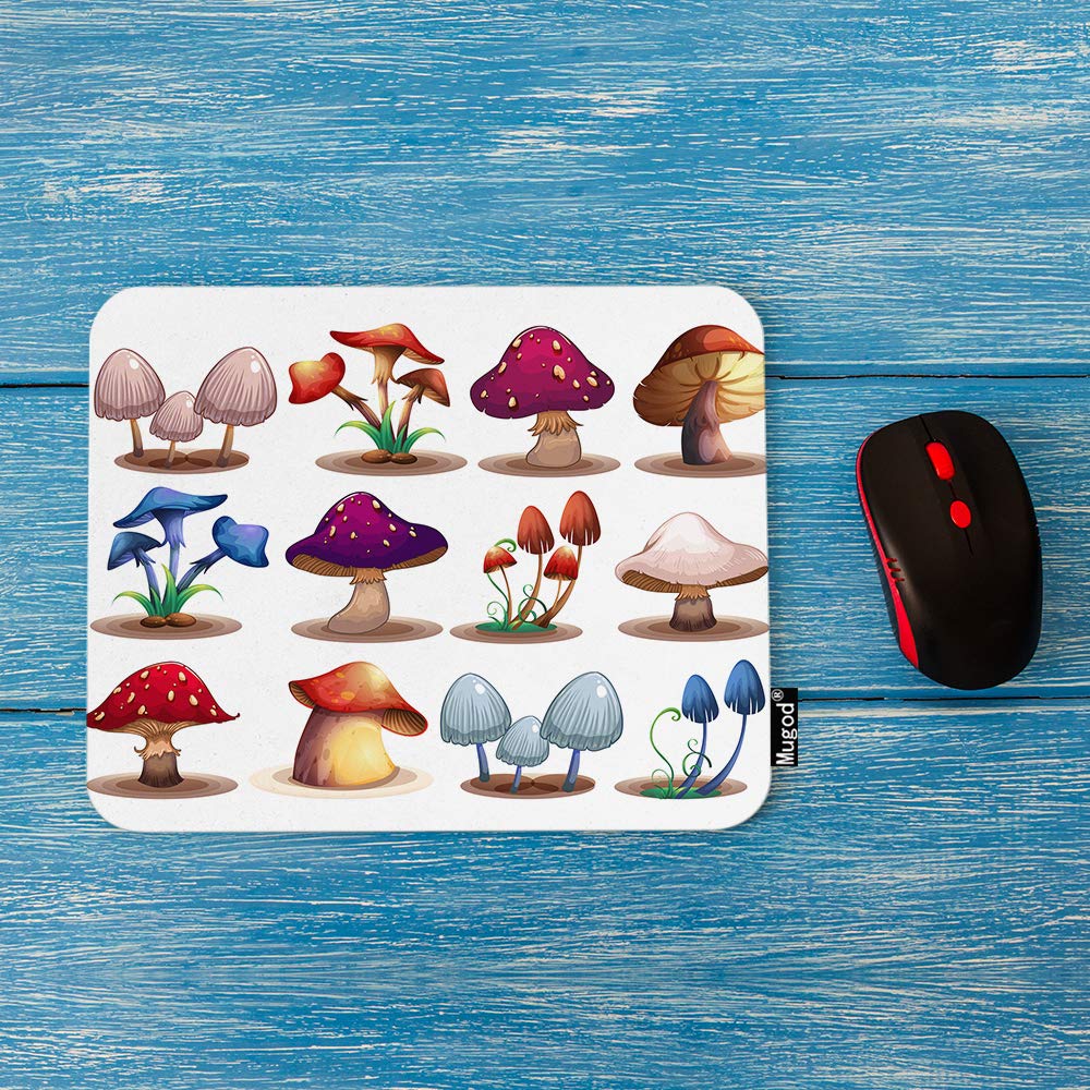 Colorful Wild Mushroom Mouse Pad - Non-Slip Rubber Base Gaming Mouse Mat for PC, Laptop, Computer Desk (9.5x7.9 Inch) | Perfect for Office, Home & Gaming Setup