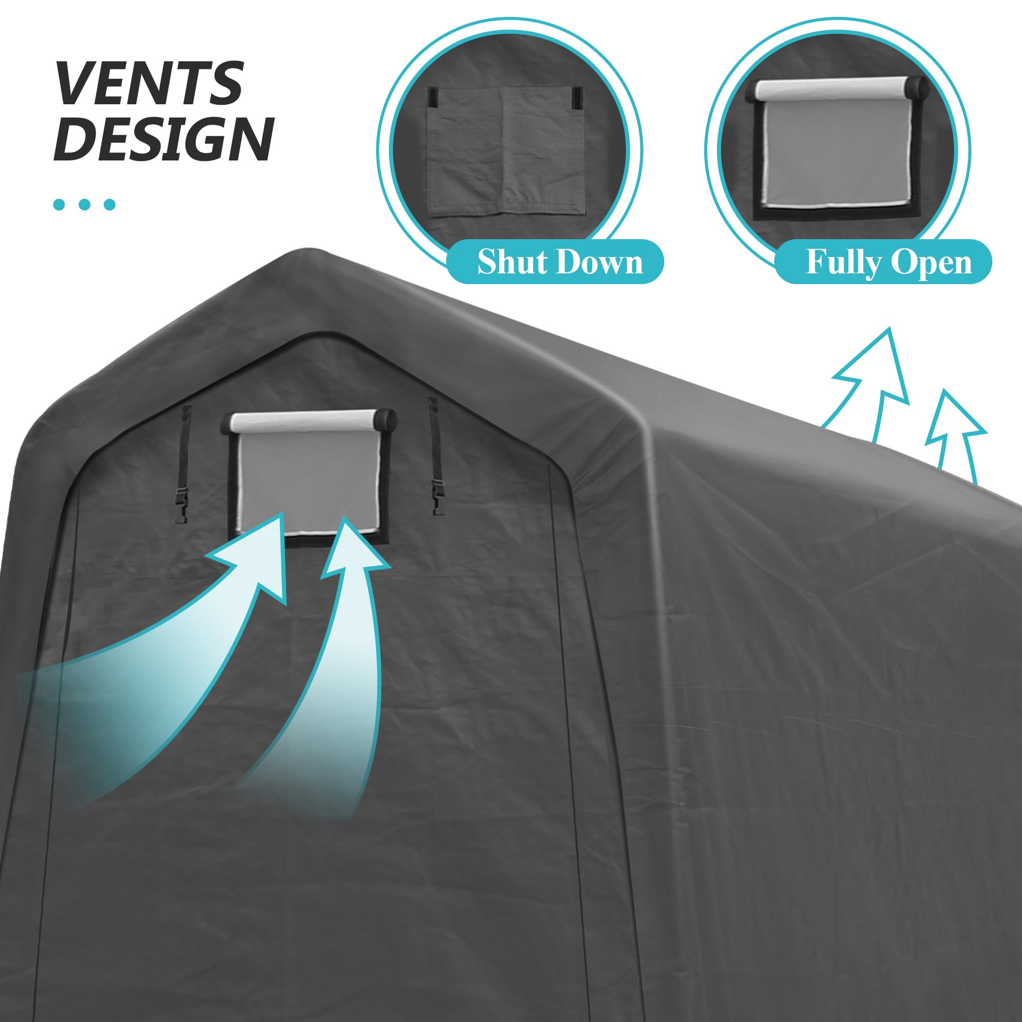 6x7FT Heavy Duty Outdoor Storage Shed - Portable Garage Tent with Roll-up Ventilated Door for Bike, ATV, Motorcycle Shelter | Perfect for Backyard, Garden & RV Storage