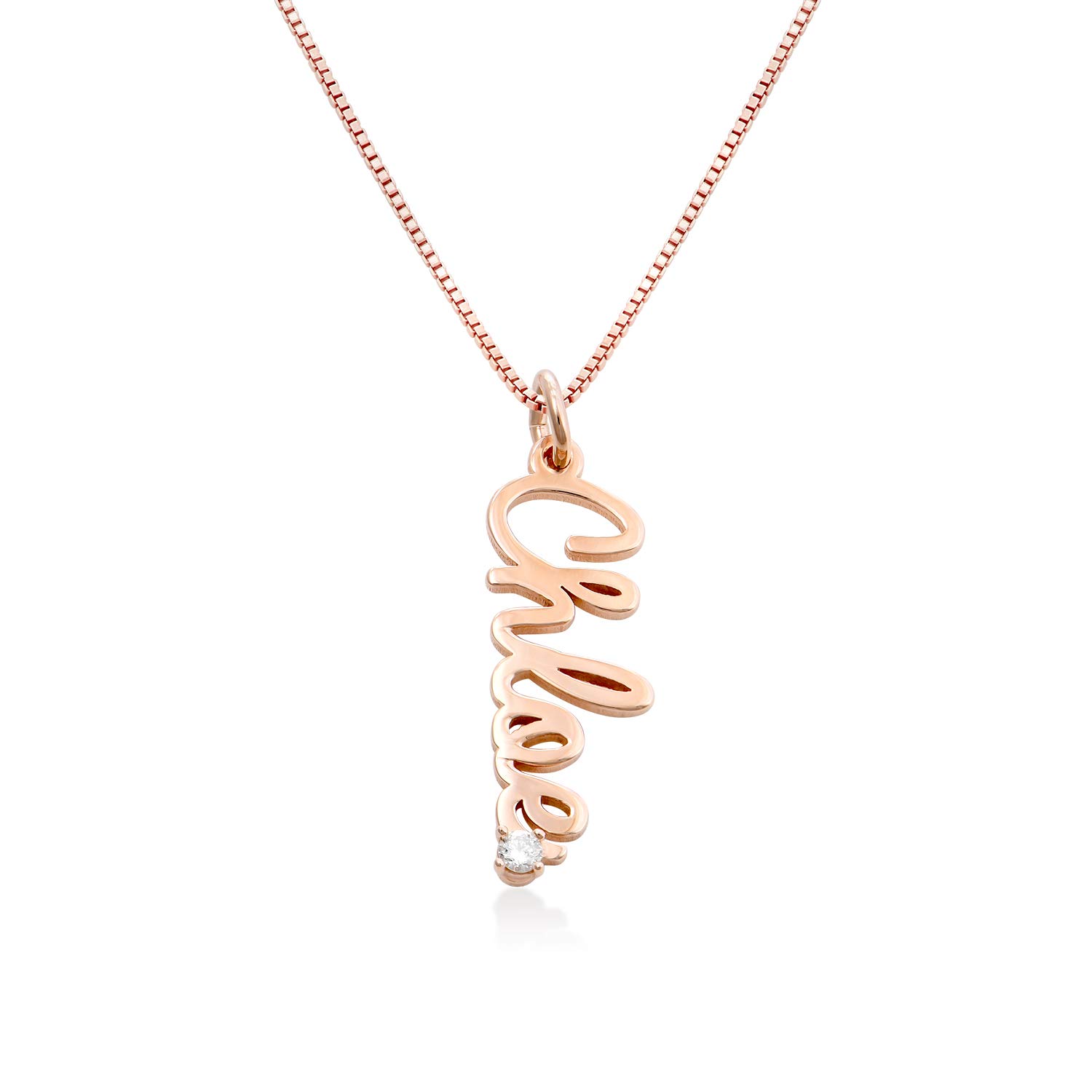MYKA Vertical Diamond Cursive Name Necklace - Personalized Gold/Silver Nameplate Necklace for Women - Perfect Gift for Mom, Wife, Daughter - Birthday, Anniversary, Christmas, Mother's Day Present - Elegant Jewelry for Everyday Wear & Special Occasions