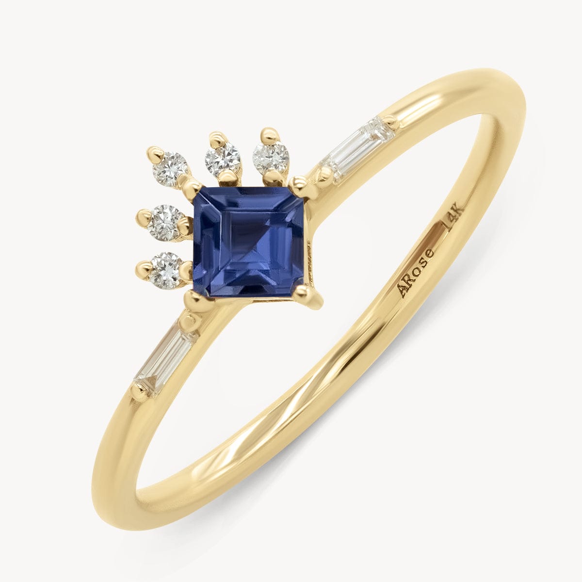 Iolite Diamond Deco Ring for Women - Elegant Vintage Style Jewelry for Engagement, Wedding & Special Occasions