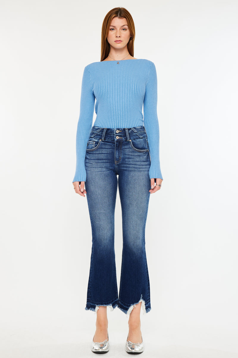 Celina High Rise Cropped Flare Jeans for Women - Vintage 70s Inspired Denim Pants with Stretch, Comfortable Bootcut Fit - Perfect for Casual Outfits, Date Nights & Music Festivals
