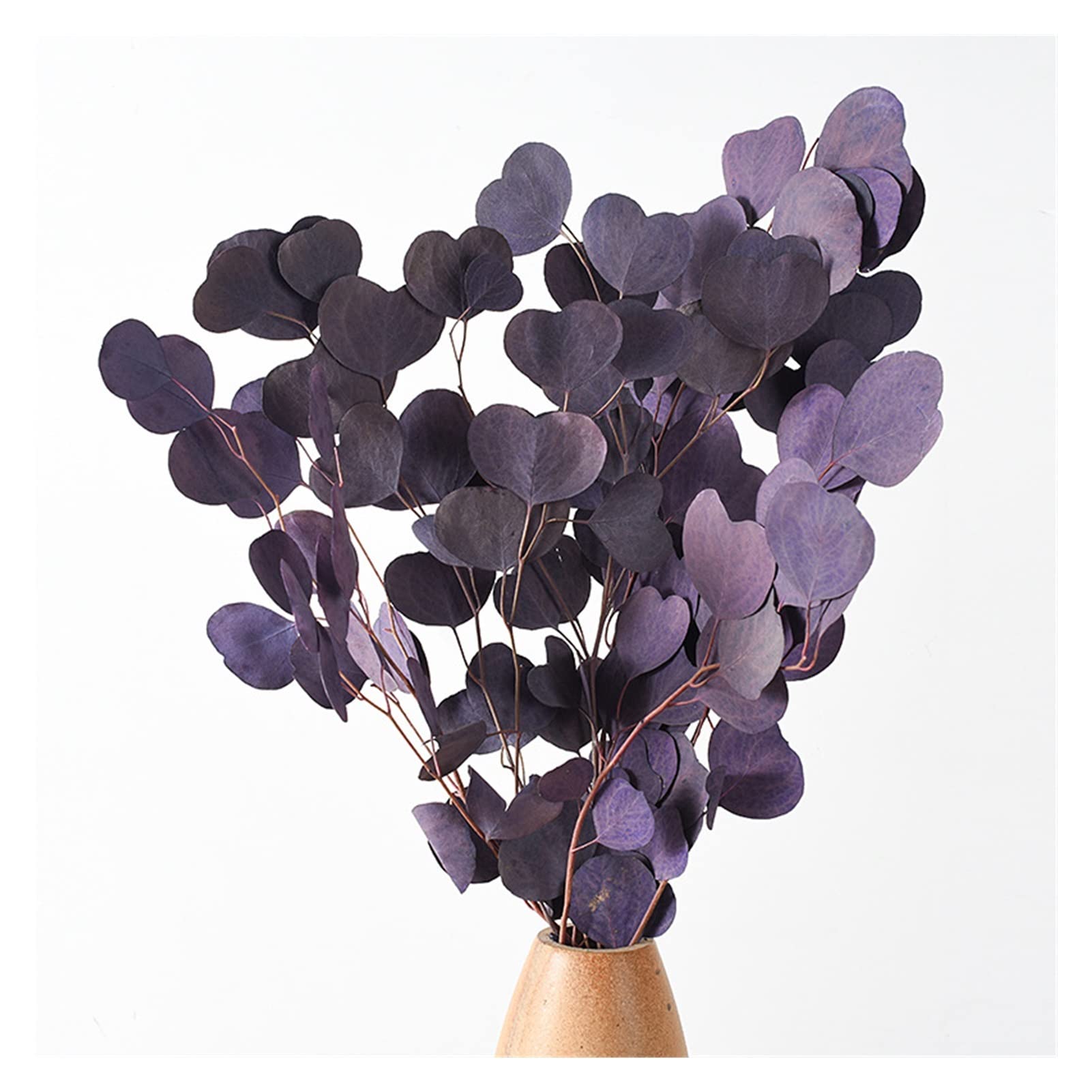 LIANAI SUIYUAN Natural Dried Flowers Bouquet - Purple Eucalyptus Arrangement in Glass Vase for Home Decor, Wedding Centerpiece & DIY Crafts - Perfect for Living Room, Bedroom & Office Decoration