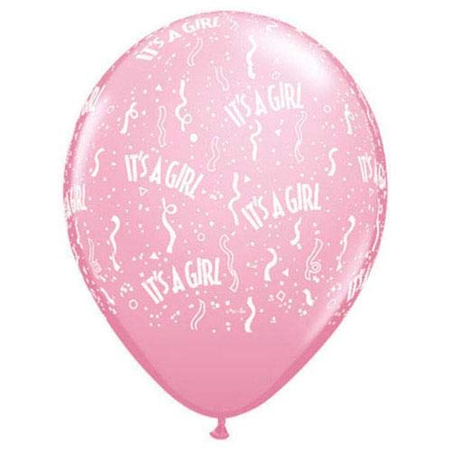 LOONBALLOON It's A Girl Baby Balloons - 11 Inch Pink Round Latex Balloons for Baby Shower Decorations, Gender Reveal Party, Newborn Celebration & Birthday Decor