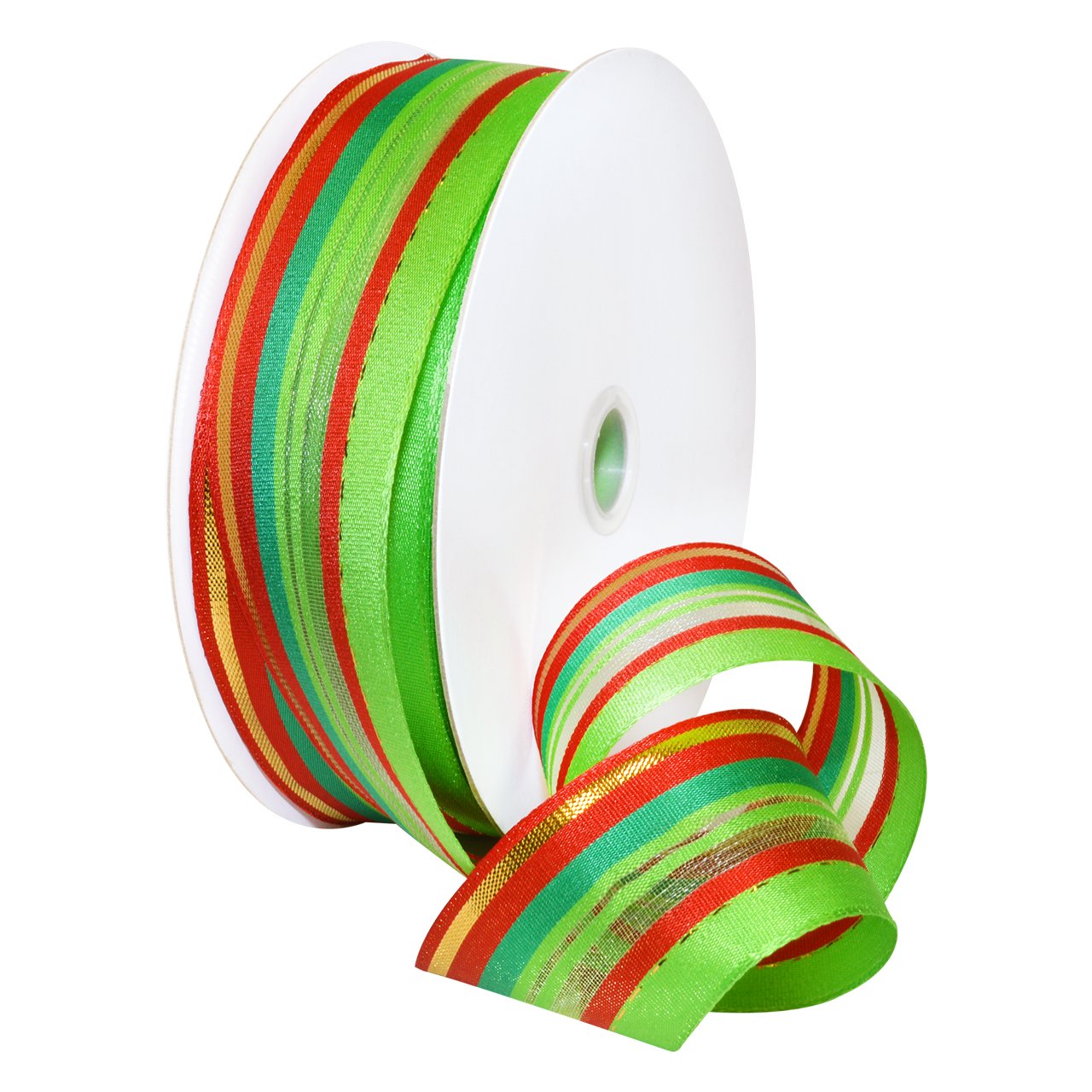 Morex 1.5 Inch x 50 Yard Wired Polyester Christmas Ribbon - Red and Green Holiday Decorative Ribbon for Gift Wrapping, Tree Decorations & Festive DIY Crafts