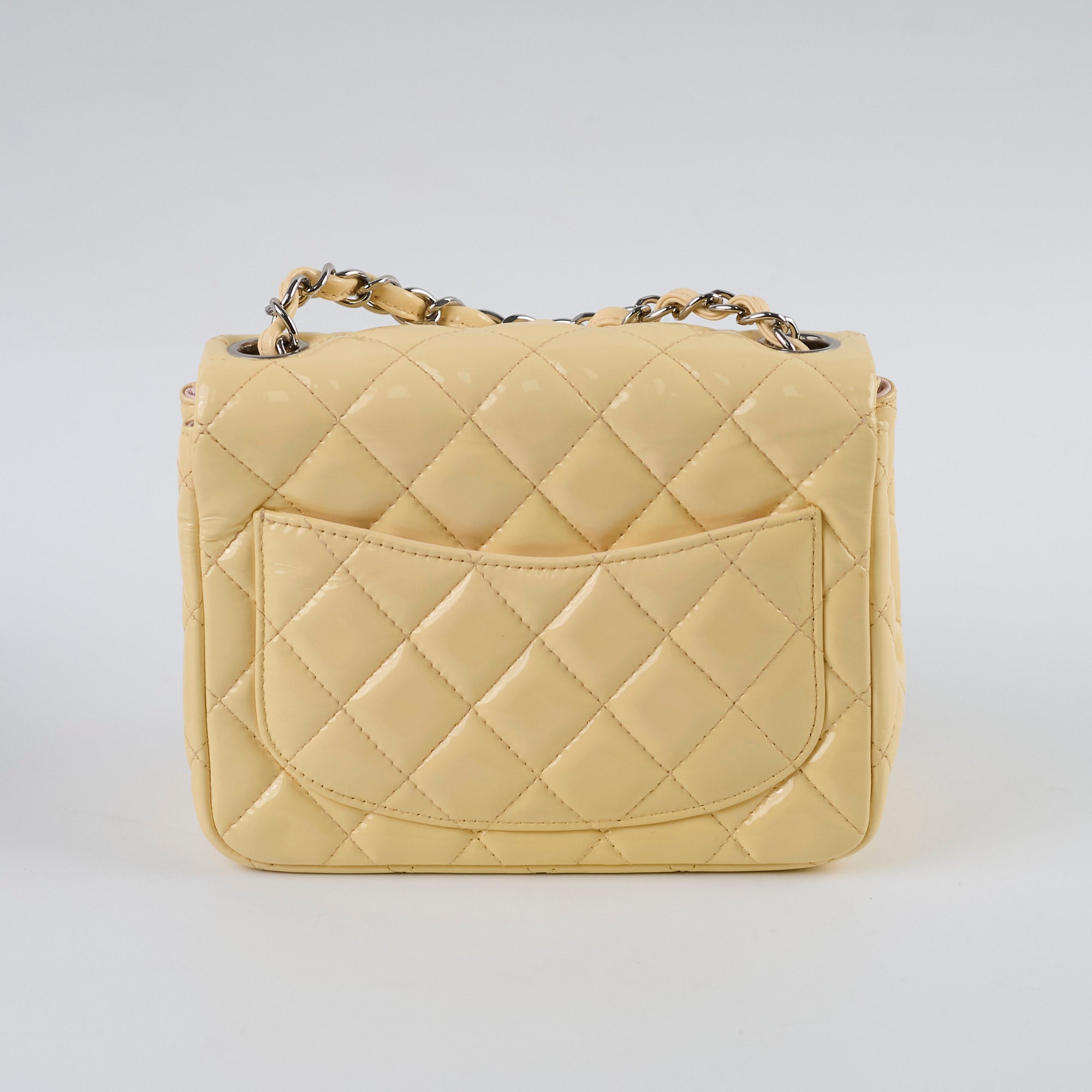 Chanel Mini Square Bag Patent Leather Yellow Crossbody Bag for Women | Luxury Designer Handbag for Parties, Dating & Special Occasions