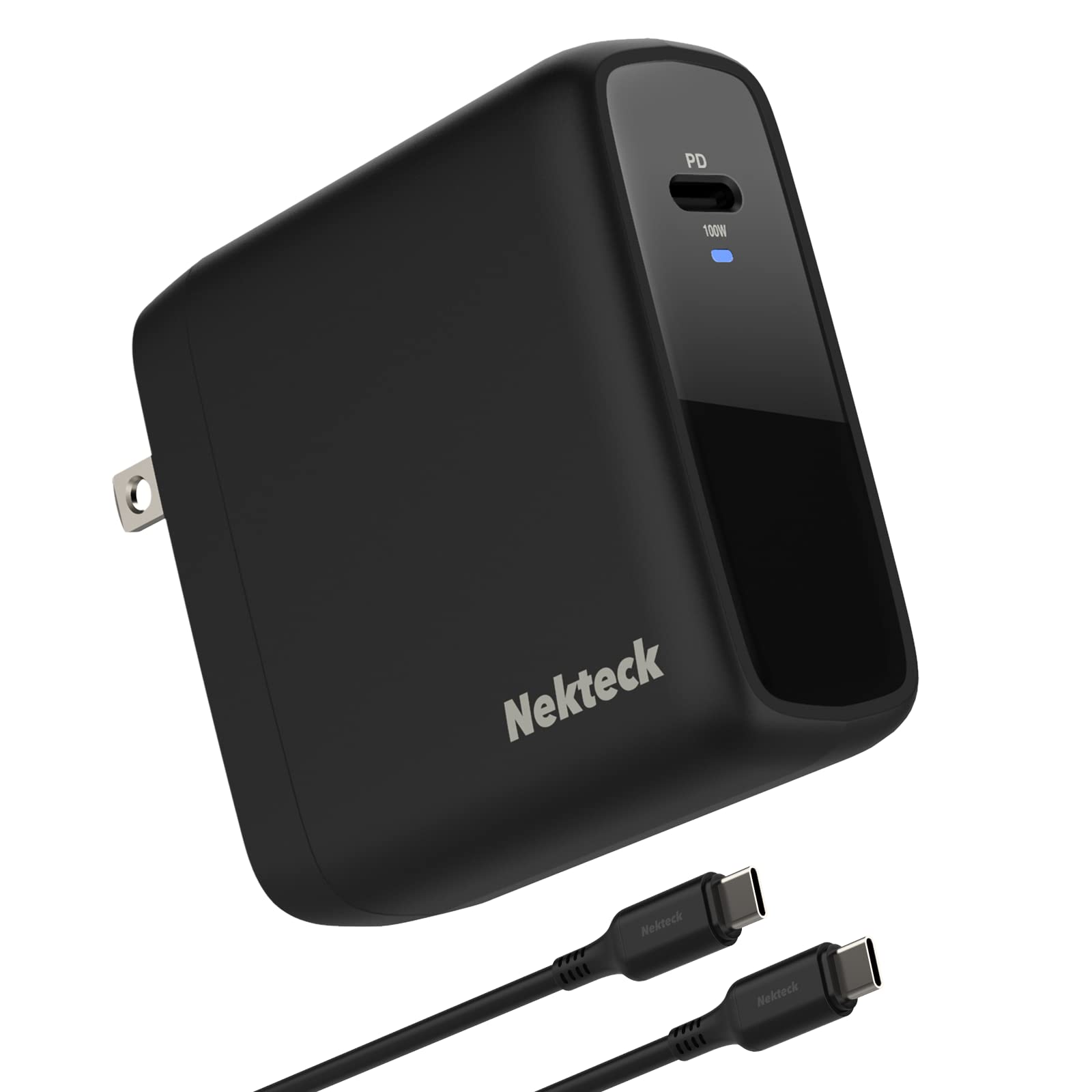 Nekteck 100W GaN USB C Fast Charger for MacBook Pro & Air, iPad Air/Pro - Foldable Compact Design with 6.6ft USB C to C Cable - Universal Fast Charging for Laptops, Tablets & Phones - Perfect for Travel, Office & Home Use