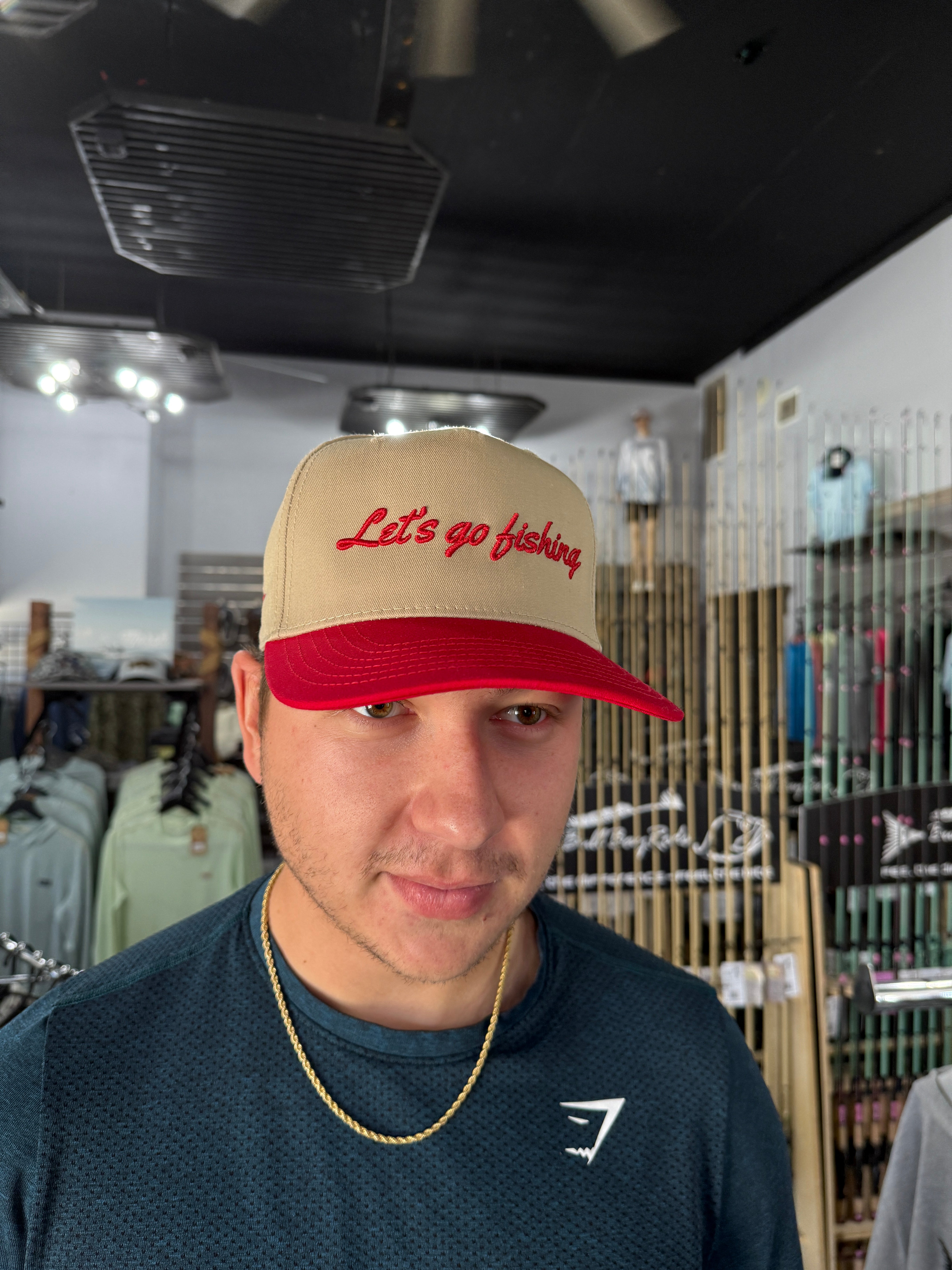 Bull Bay 'Let’s Go Fishing' Trucker Hat - Adjustable Mesh Back Cap for Men & Women - Perfect for Fishing, Outdoor Adventures & Casual Wear