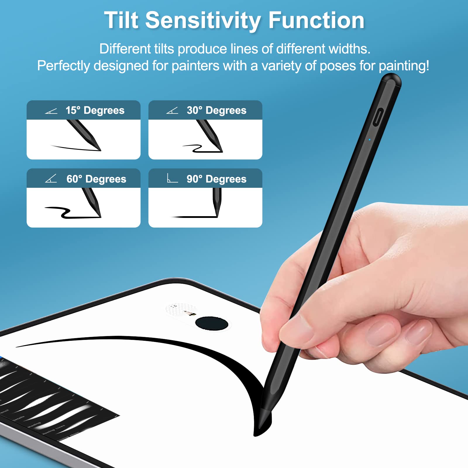 Fast Charging Stylus Pen for iPad 9th & 10th Generation - Compatible with Apple iPad Pro 11/12.9 Inch, iPad 6-10 Gen, iPad Mini 5-6, iPad Air 3-5 - Digital Pencil for Drawing, Note Taking & Professional Design - Black