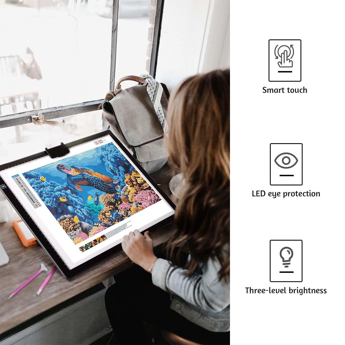 Rechargeable A3 LED Light Box with Built-in Stand - Diamond Painting Light Pad with 2.8