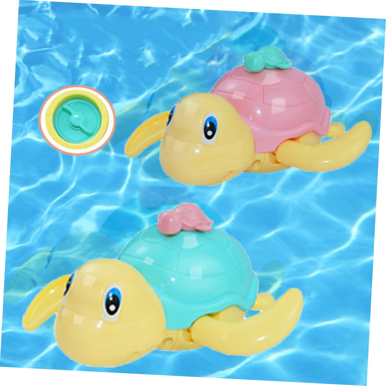 Totority 2-Pack Wind-Up Swimming Turtle Toys - Fun Bath & Pool Toys for Kids, Floating Water Play Toys for Toddlers & Children - Perfect for Bathtime, Pool Parties & Summer Outdoor Play