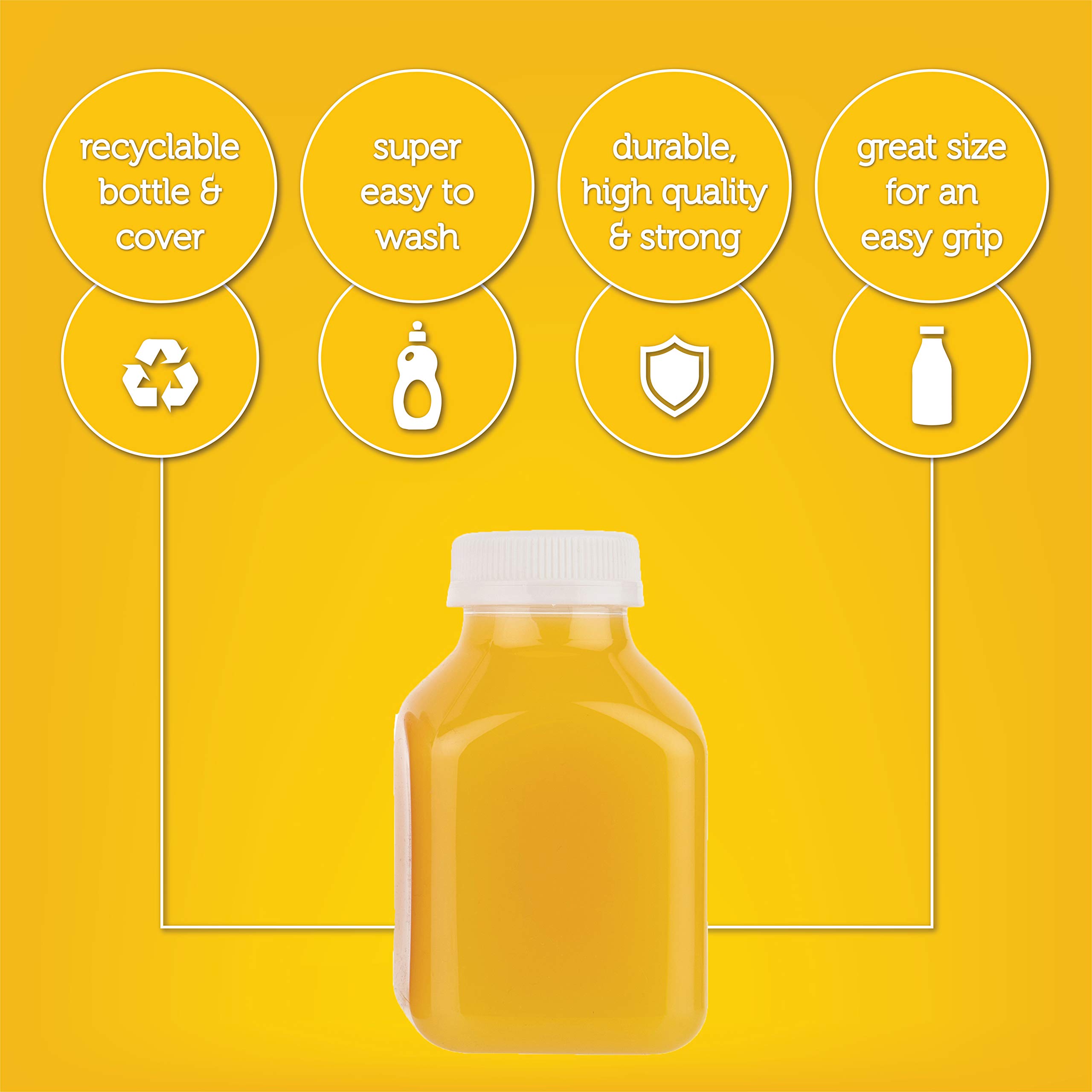 8 Oz Disposable Plastic Juice Bottles with Lids - 160 Pack | BPA Free, Reusable & Tamper-Proof | Perfect for Juicing, Smoothies, Milk, Catering & Takeout | Ideal for Juice Bars, Coffee Shops & Food Trucks