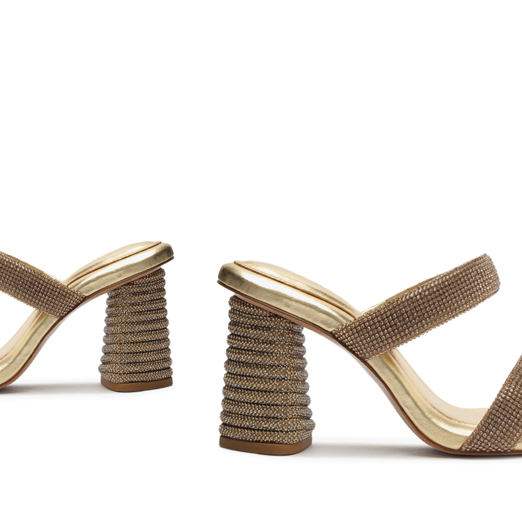Tully Glam Metallic Nappa Leather Sandals for Women - Comfortable Summer Dress Sandals with Chunky Heel - Perfect for Beach, Vacation & Night Out