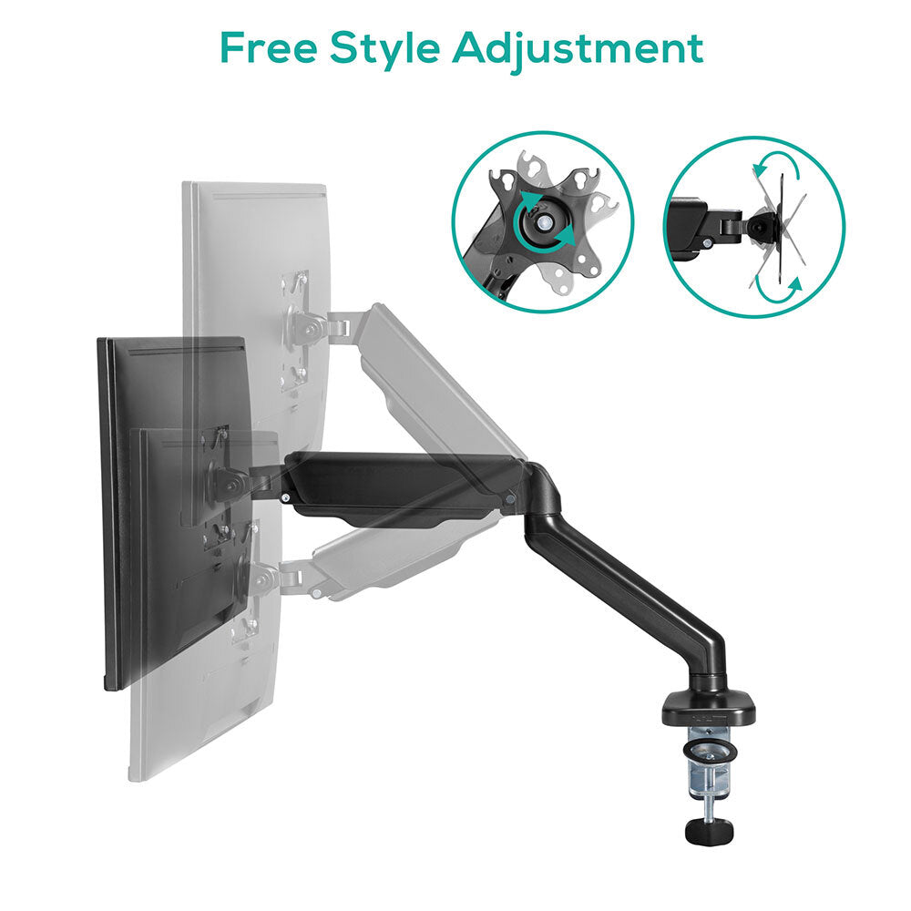 Activiva 17-32 Inch Single Monitor Gas Spring Arm - Heavy Duty Steel Desk Mount for Computer Screens - Perfect for Home Office, Gaming Setup & Workspace Ergonomics