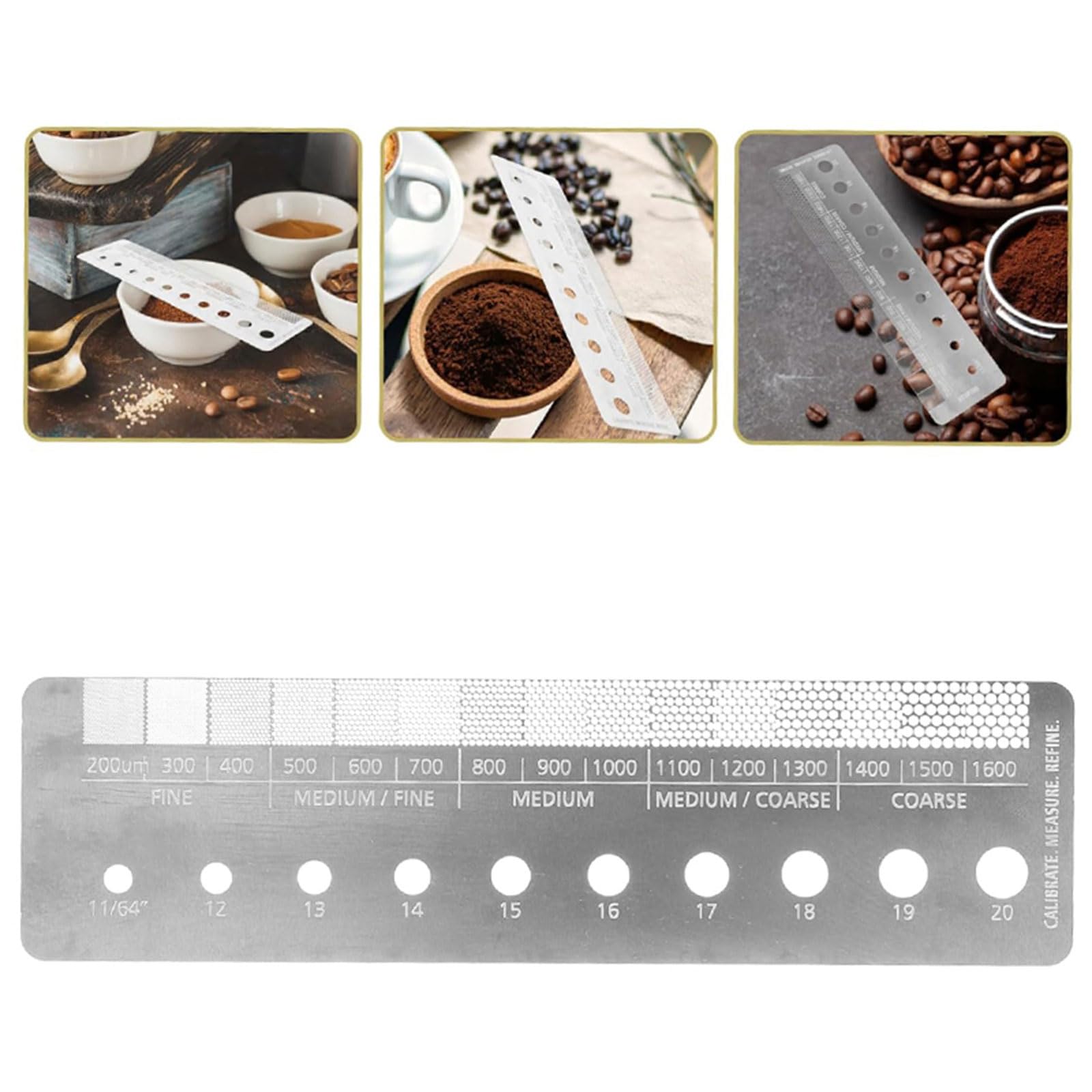 Premium Stainless Steel Coffee Size Ruler - Essential Coffee Bean Grinder Accessory for Precise Grinding Measurement | Perfect for Espresso, French Press & Pour Over Brewing