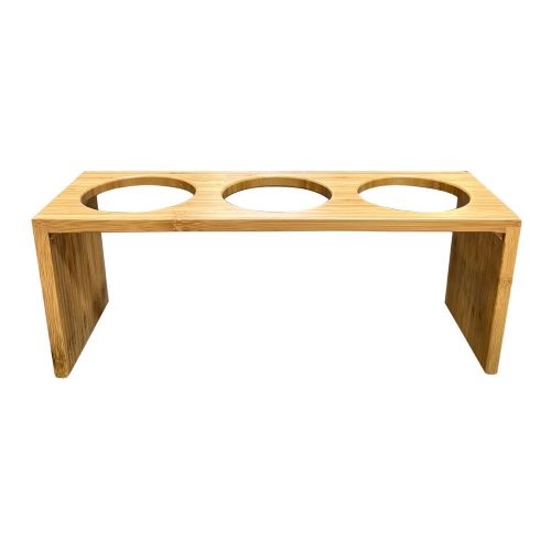Cal Mil 1425 3-Tier Bamboo Cylinder Display Stand - Holds 3 Glass Cylinders for Kitchen, Bathroom or Office Organization - Perfect for Spice Jars, Bath Salts or Desk Supplies