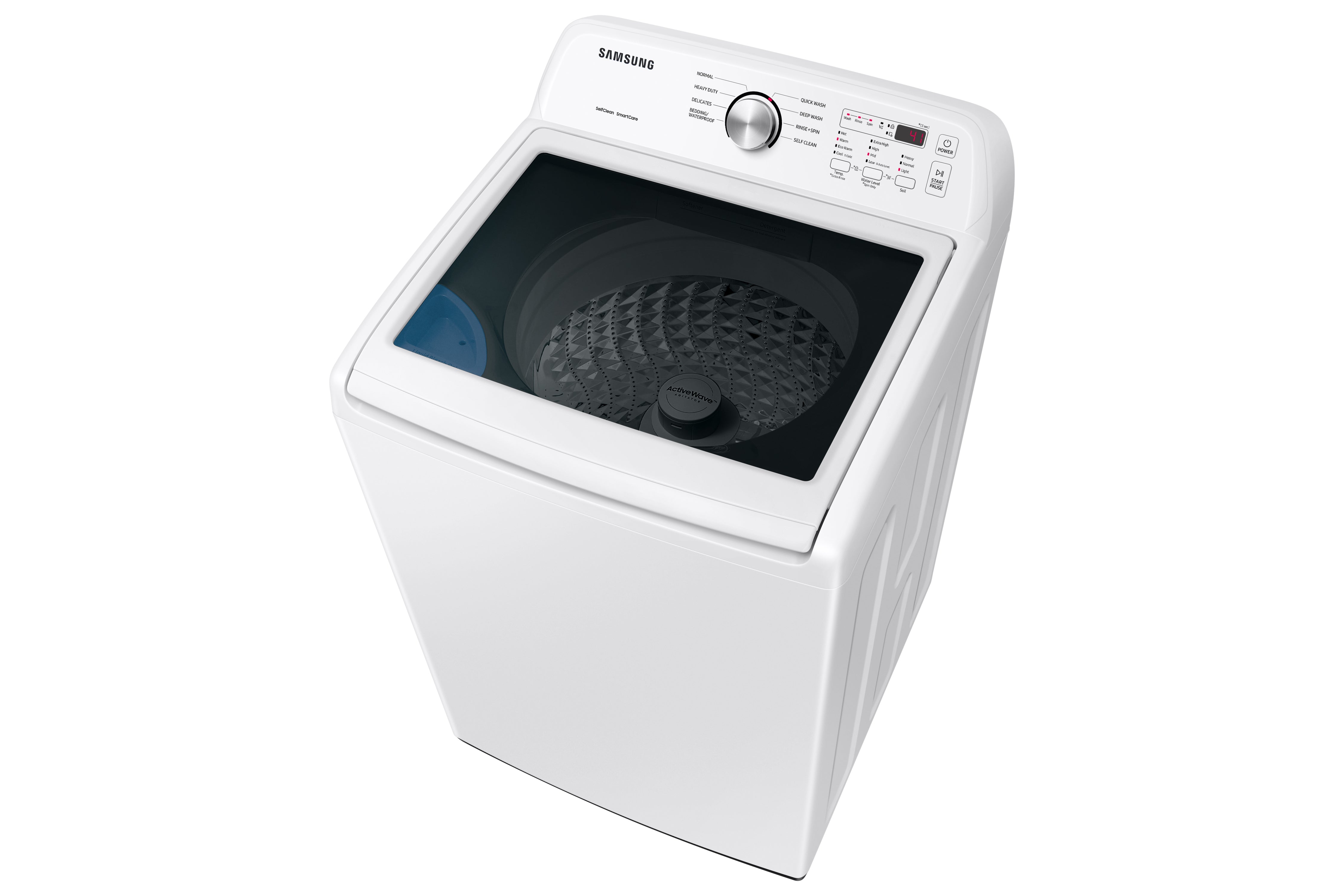 Samsung WA44A3205AW 5.0 Cu.Ft White Top Load Washing Machine with ActiveWave Agitator - Perfect for Large Families & Laundry Rooms