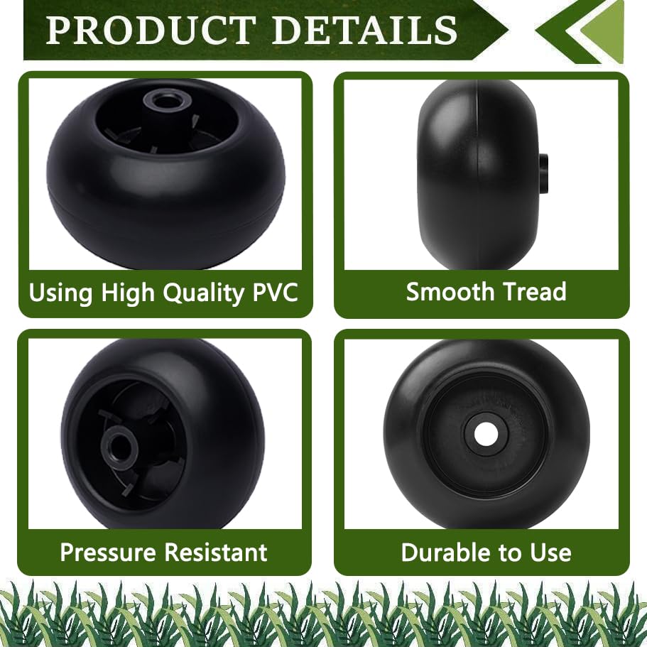 4 Pack Lawn Mower Deck Wheels Replacement - Compatible with Craftsman, Husqvarna, Cub Cadet (Models 753-04856A, 133957, 734-3058B) - Durable Replacement Wheels for Smooth Lawn Mowing & Yard Maintenance
