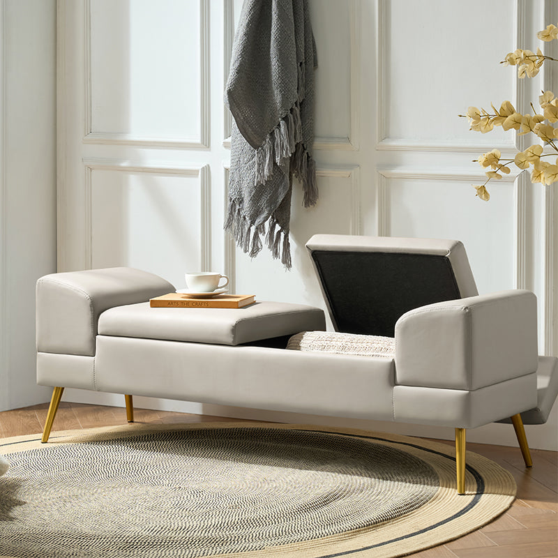 Gaston Entryway Bench - Scratch-Resistant Vegan Leather with Built-in USB Charging Port - Perfect for Hallway, Living Room & Bedroom Storage