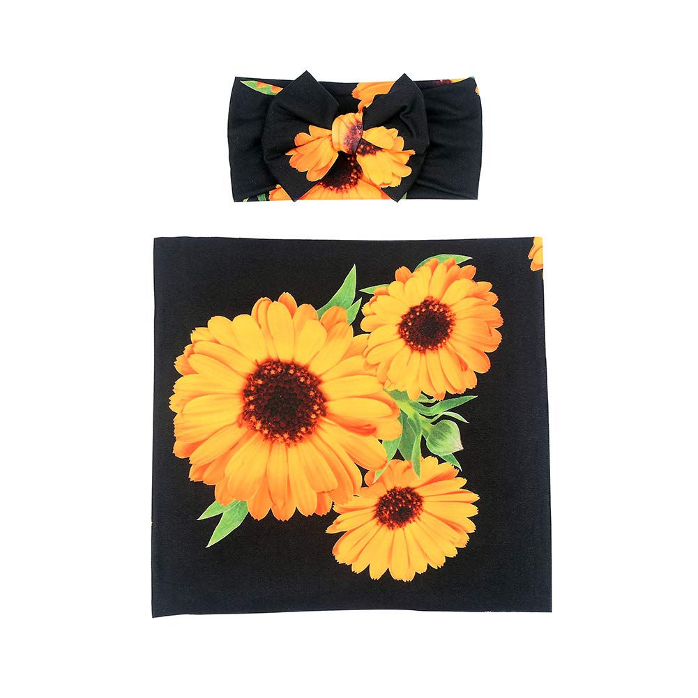 **Soft Unisex Baby Swaddle Blanket & Headband Set - Newborn Receiving Wrap for Boys & Girls - Perfect Baby Shower Gift for Nursery, Photo Shoots & Travel**