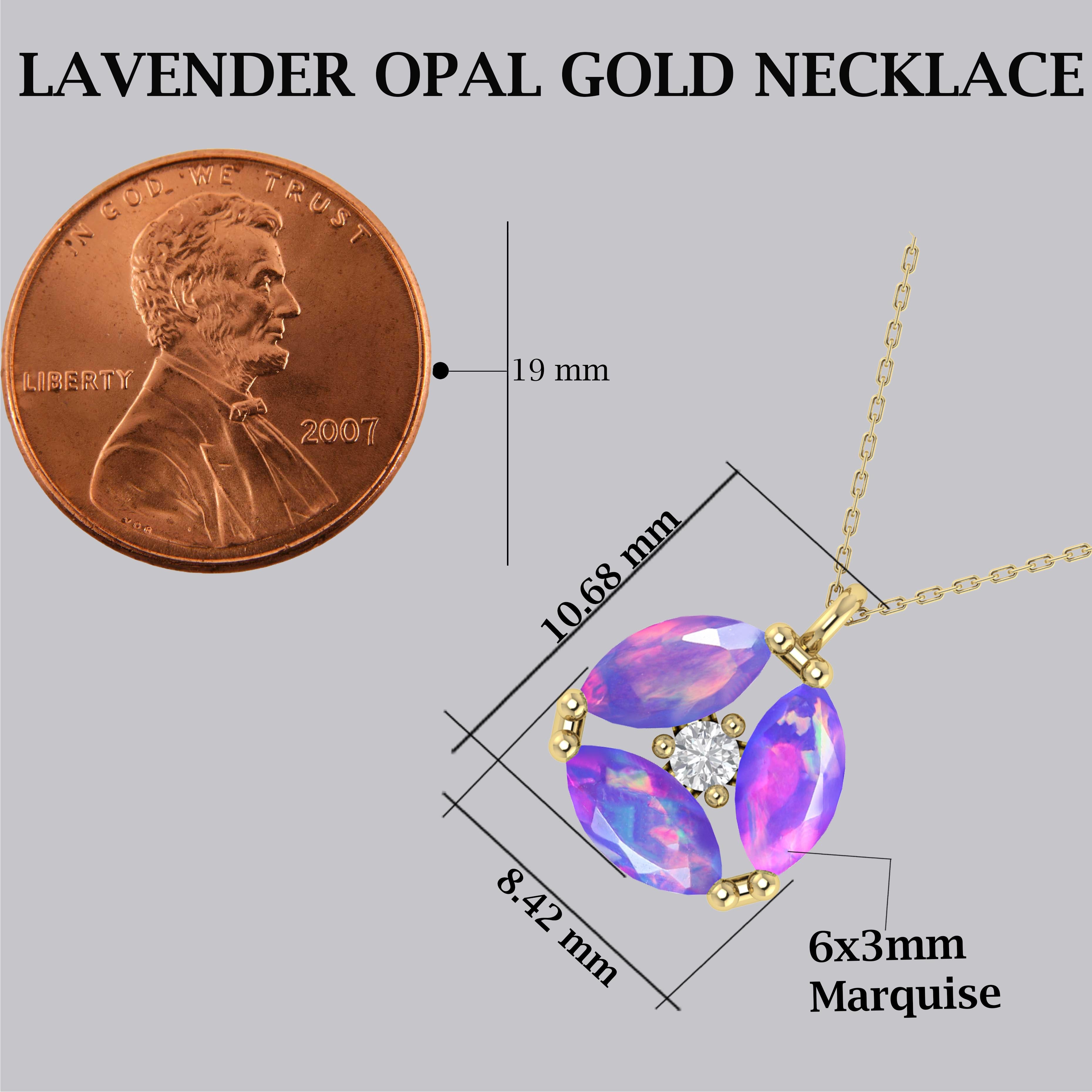 Fire Lavender Opal Three Stone Round Pendant Necklace - Elegant Jewelry Gift for Women - Perfect for Weddings, Anniversaries & Special Occasions