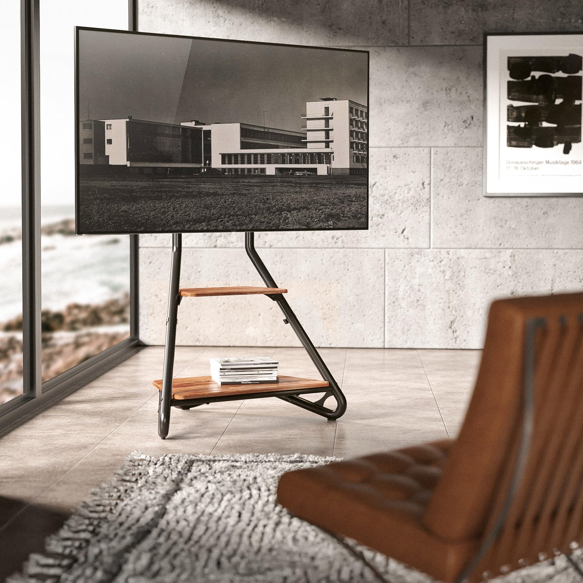 Bauhaus Style TV Stand for 37-75 Inch TVs - Modern Media Console with 40kg Weight Capacity & 600x400mm VESA Mount - Perfect for Living Room, Bedroom, and Home Theater Setup