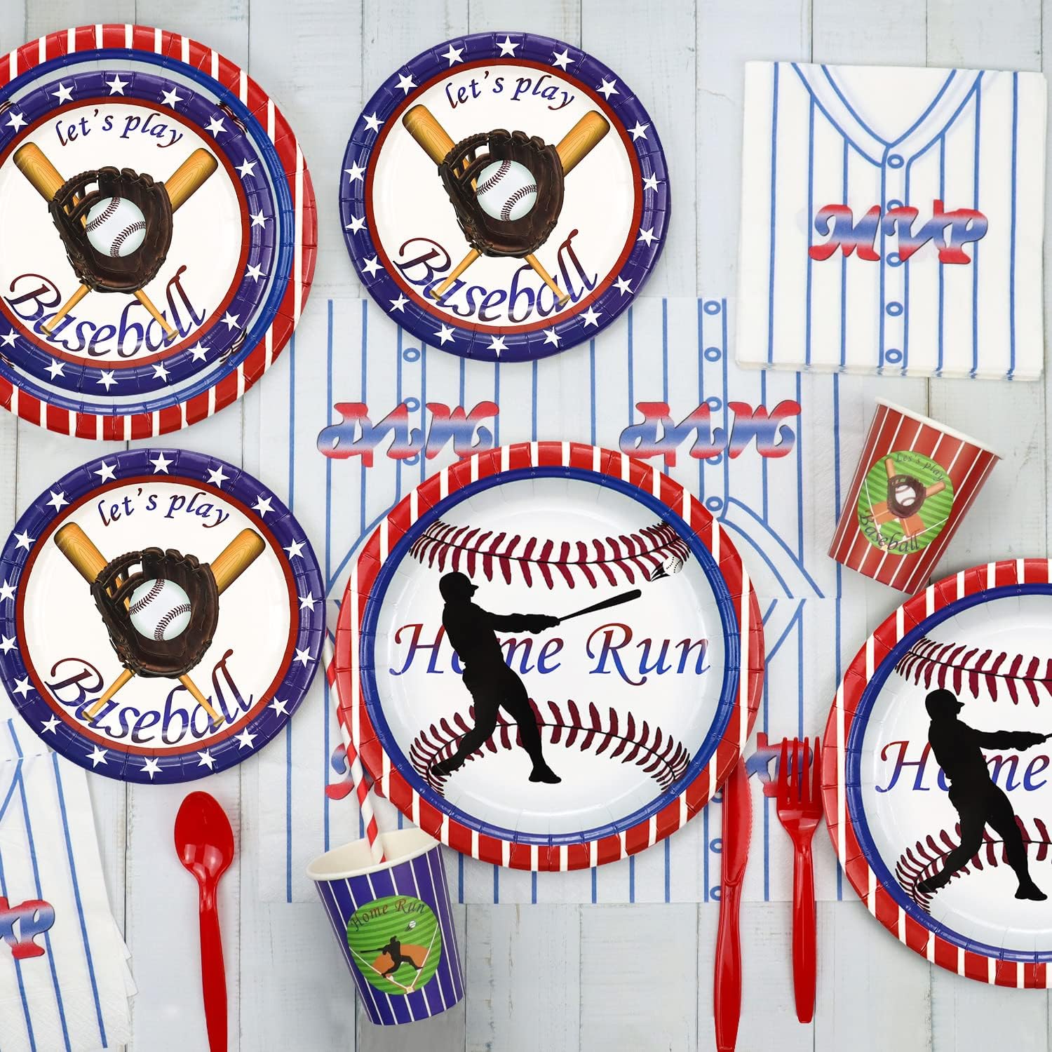 Baseball Birthday Party Decorations Set - Happy Birthday Backdrop, Plates, Cups, Napkins, Tablecloth & Balloons for Boys & Men - Serves 20 Guests - Perfect for Baseball Themed Parties, Sports Celebrations & Game Day Events
