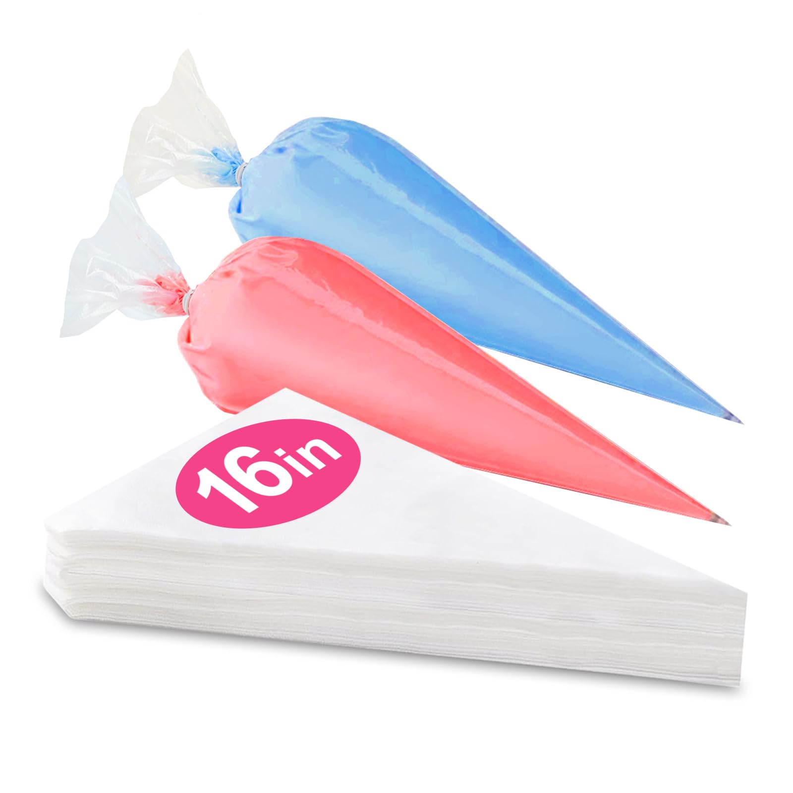 16 Inch Disposable Piping Bags - 50 Pack Large Pastry Decorating Bags for Cake Icing, Frosting & Baking - Perfect for Professional Bakeries, Home Baking & Party Dessert Decorating