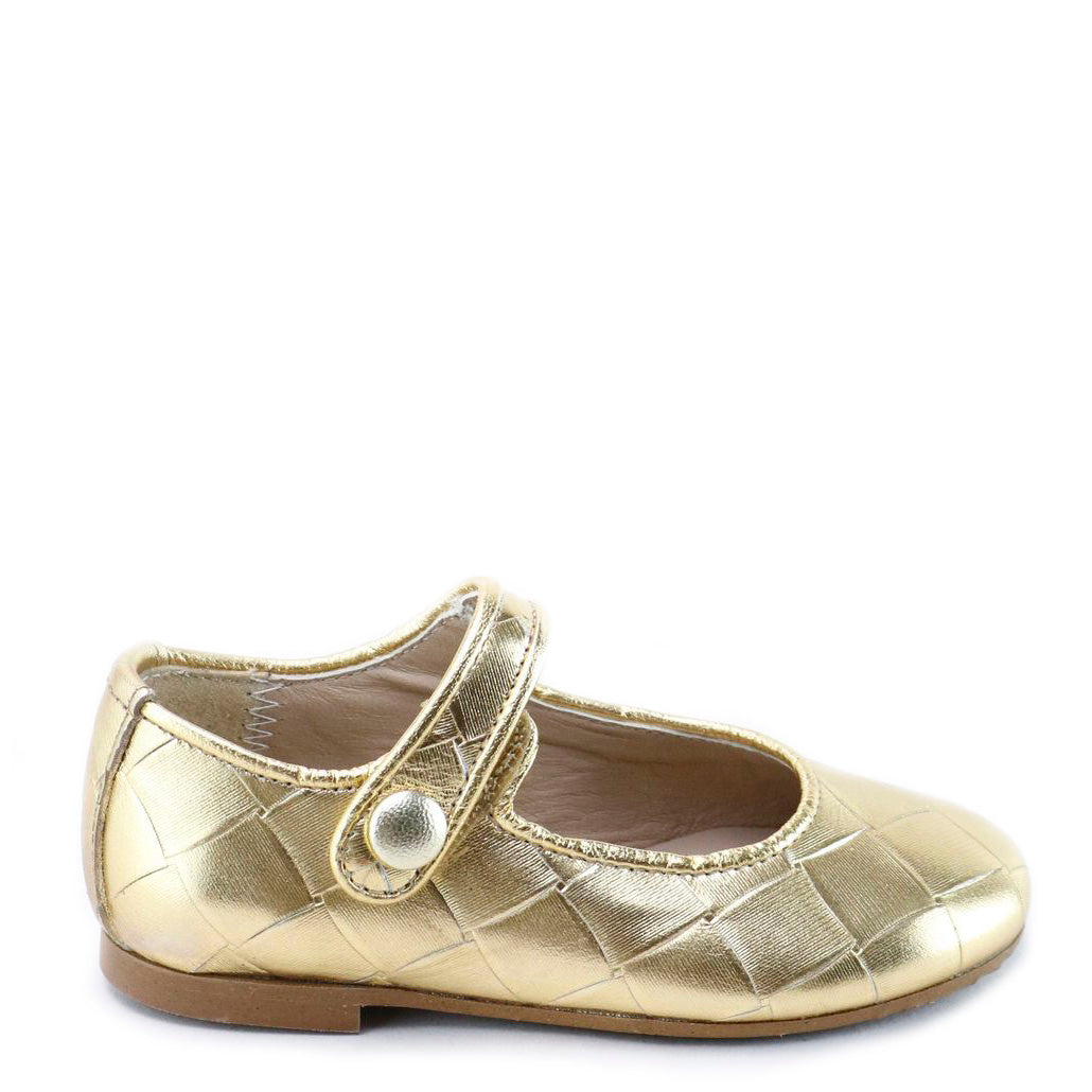 Gold Square Velcro Mary Jane Shoes for Girls - Comfortable & Stylish Toddler Dress Shoes for School, Party & Special Occasions