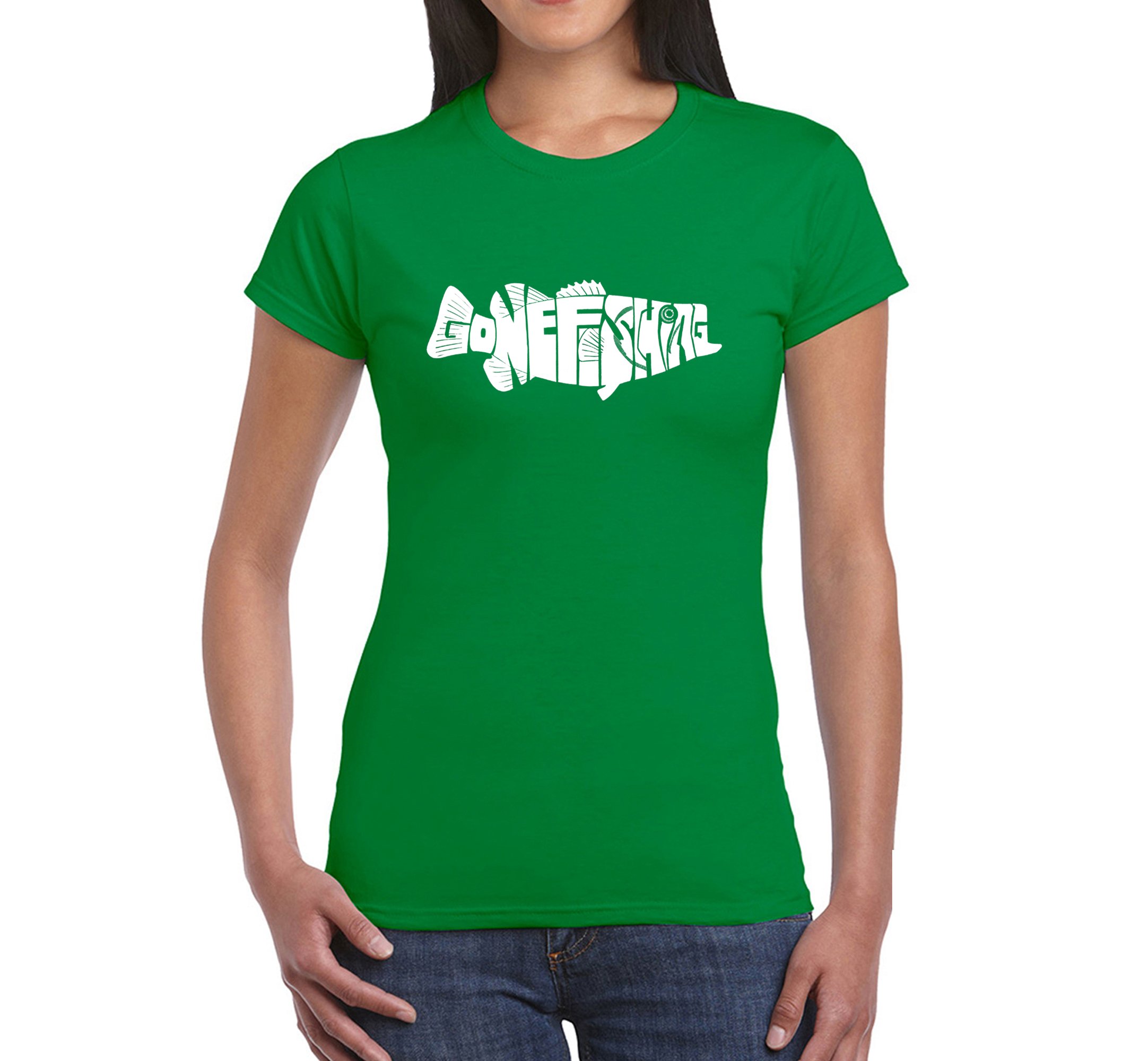 LA POP ART Women's Vintage Bass Fishing Graphic T-Shirt - Soft Cotton Tee for Casual Wear, Outdoor Activities & Fishing Trips