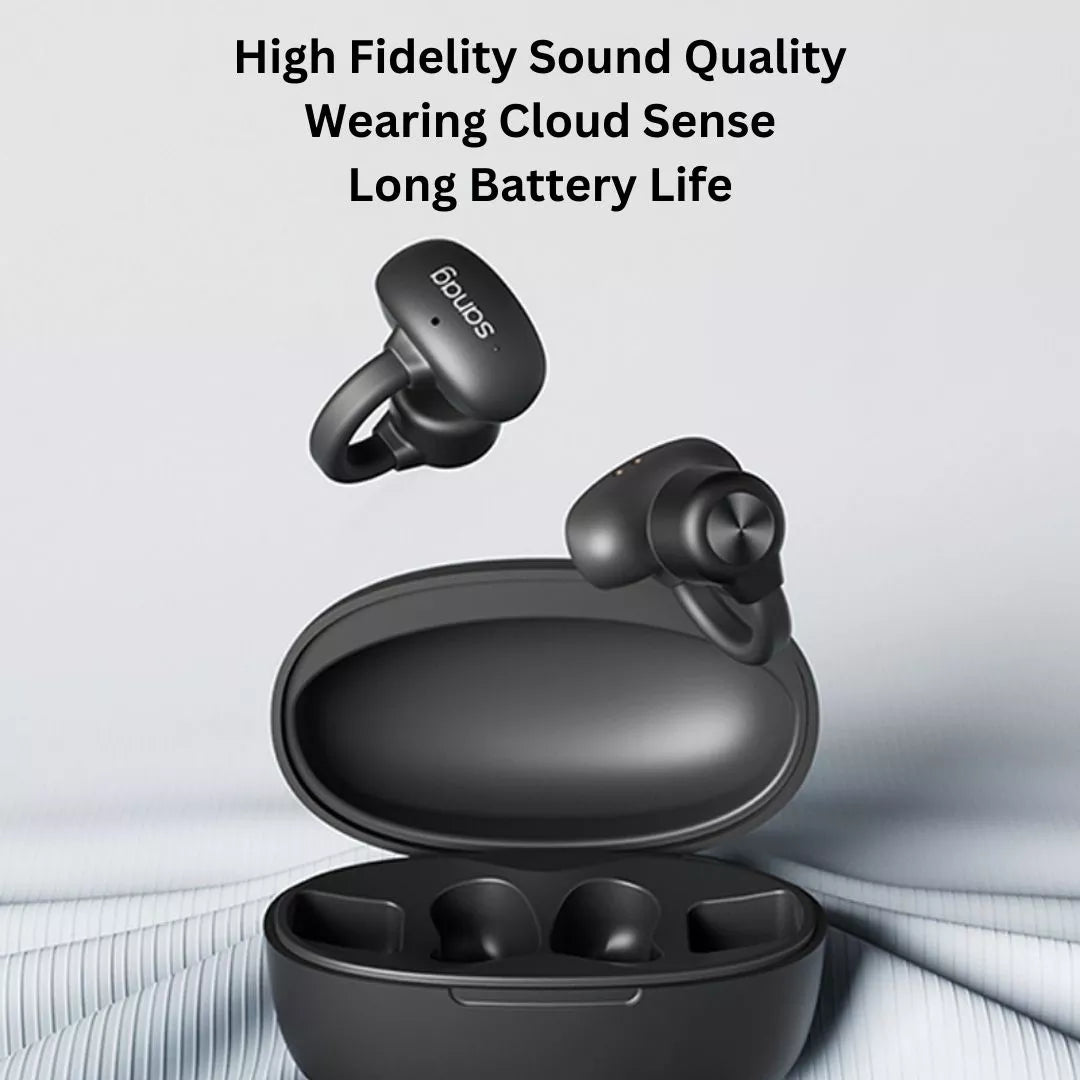 Sanag B56S Pro Wireless Bluetooth Bone Conduction Headphones with Ear Clip - Open-Ear Design for Running, Cycling, Workouts & Outdoor Activities