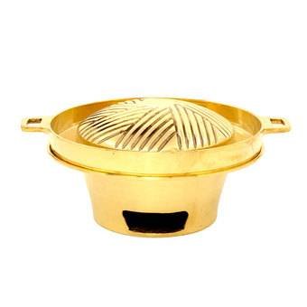 Premium Thai Korean Japanese Style BBQ Grill Pan with Stove Set - Brass Hot Pot for Outdoor Camping, Picnic & Home Cooking
