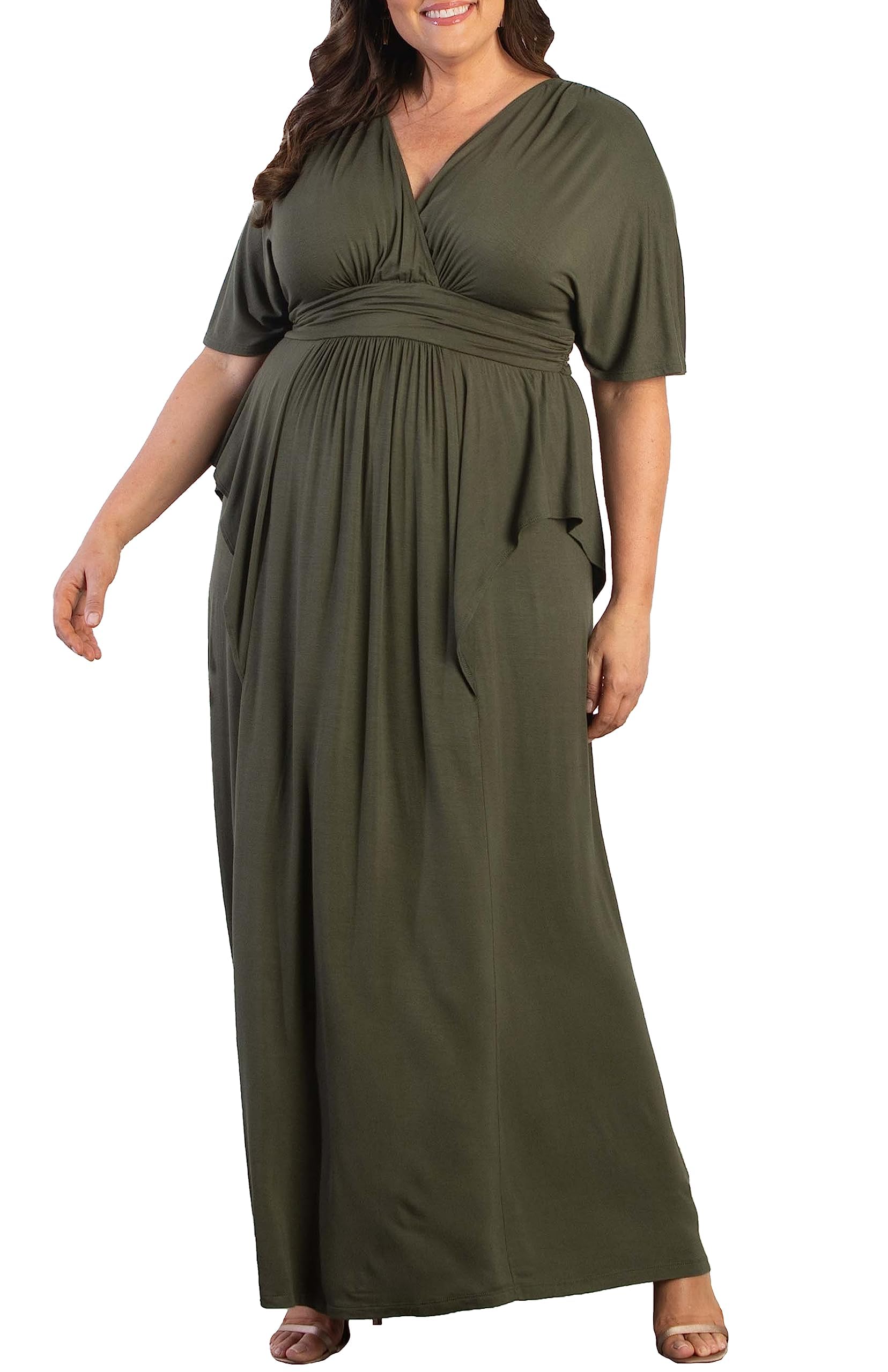 Kiyonna Plus Size Indie Flair Maxi Dress - Women's Boho Long Dress for Wedding Guest, Cocktail Party & Work | Perfect for Beach Vacations, Date Nights & Summer Events