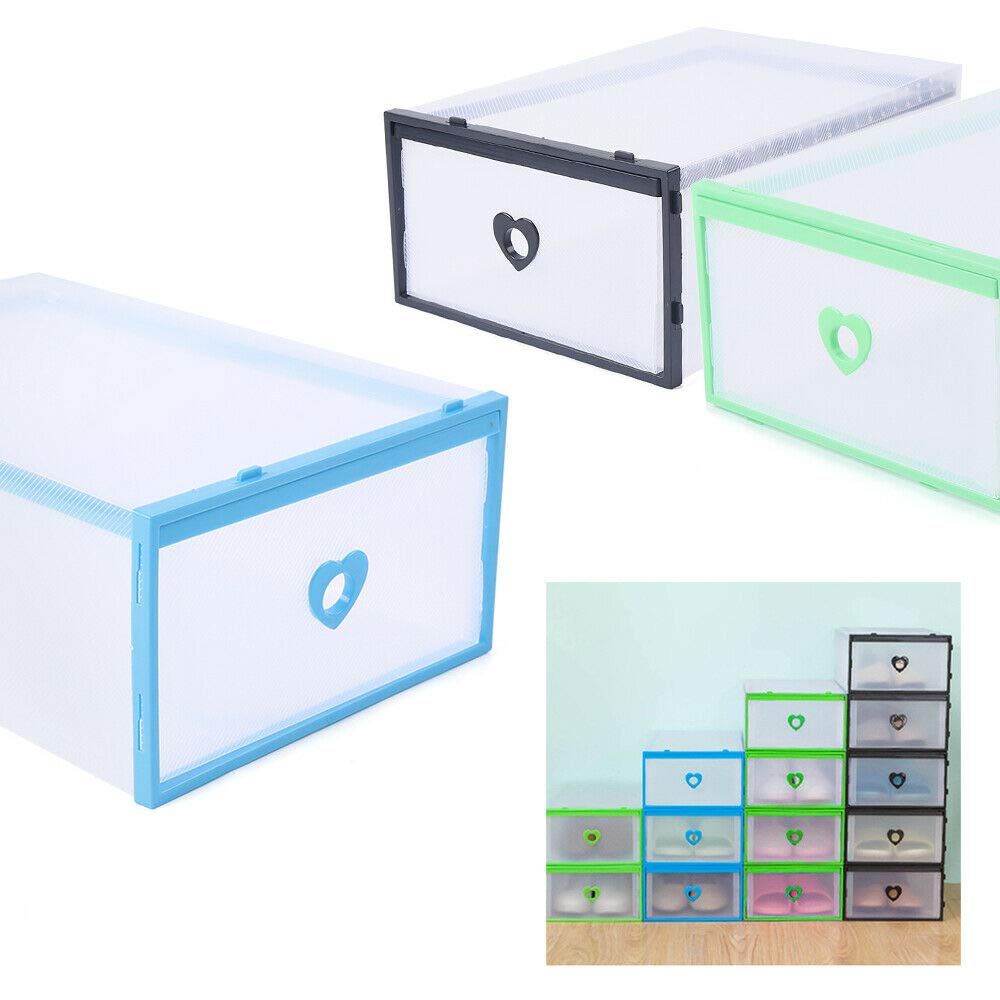 DYRABREST 10/20/24-Pack Stackable Clear Plastic Shoe Storage Box Organizer with Drawer - Perfect for Sneaker Collection, Closet Organization & Underbed Storage (20Pcs, Black)