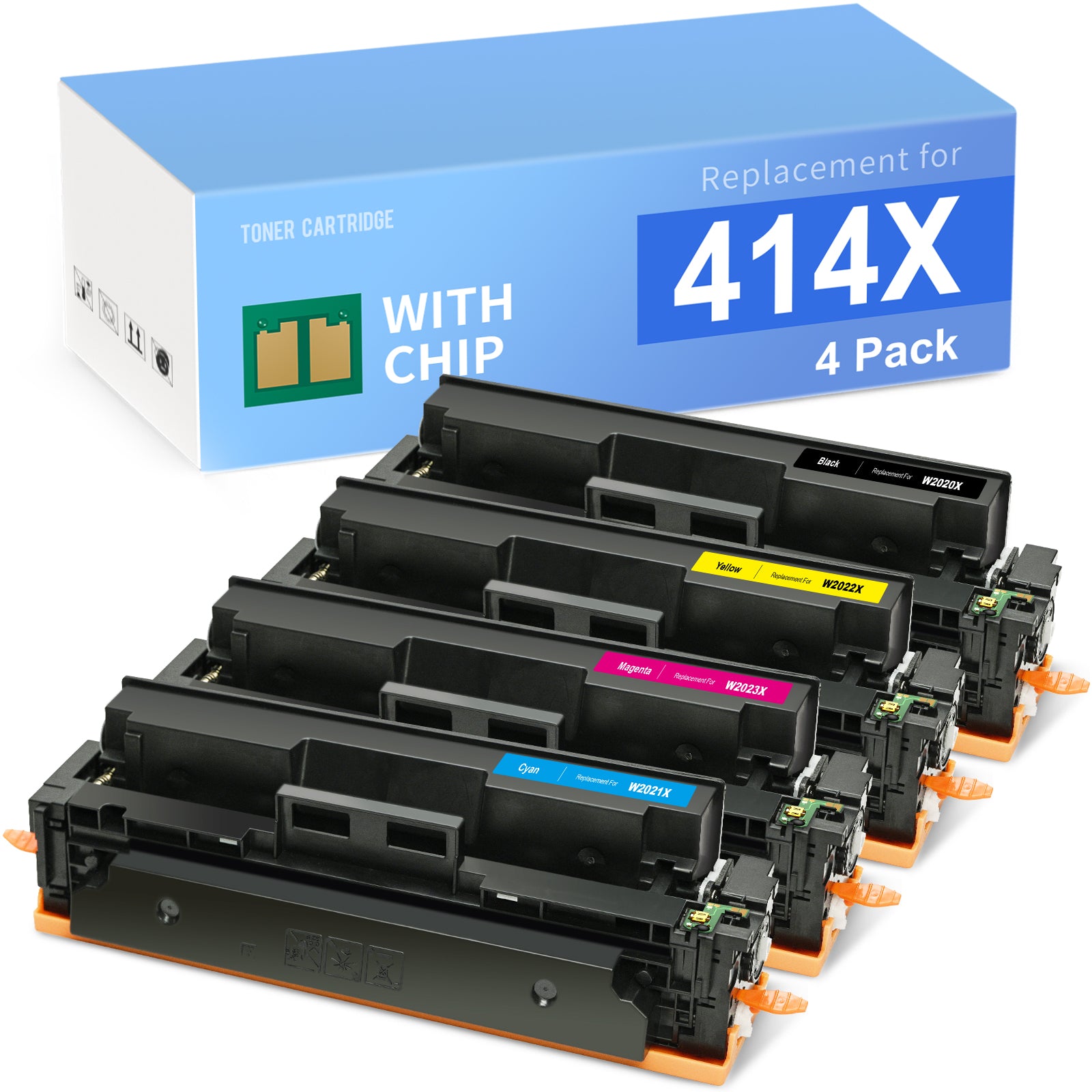 HP 414X High Yield Remanufactured Toner Cartridge 4-Pack (Black, Cyan, Yellow, Magenta) - Compatible with HP Printers for Office & Home Use