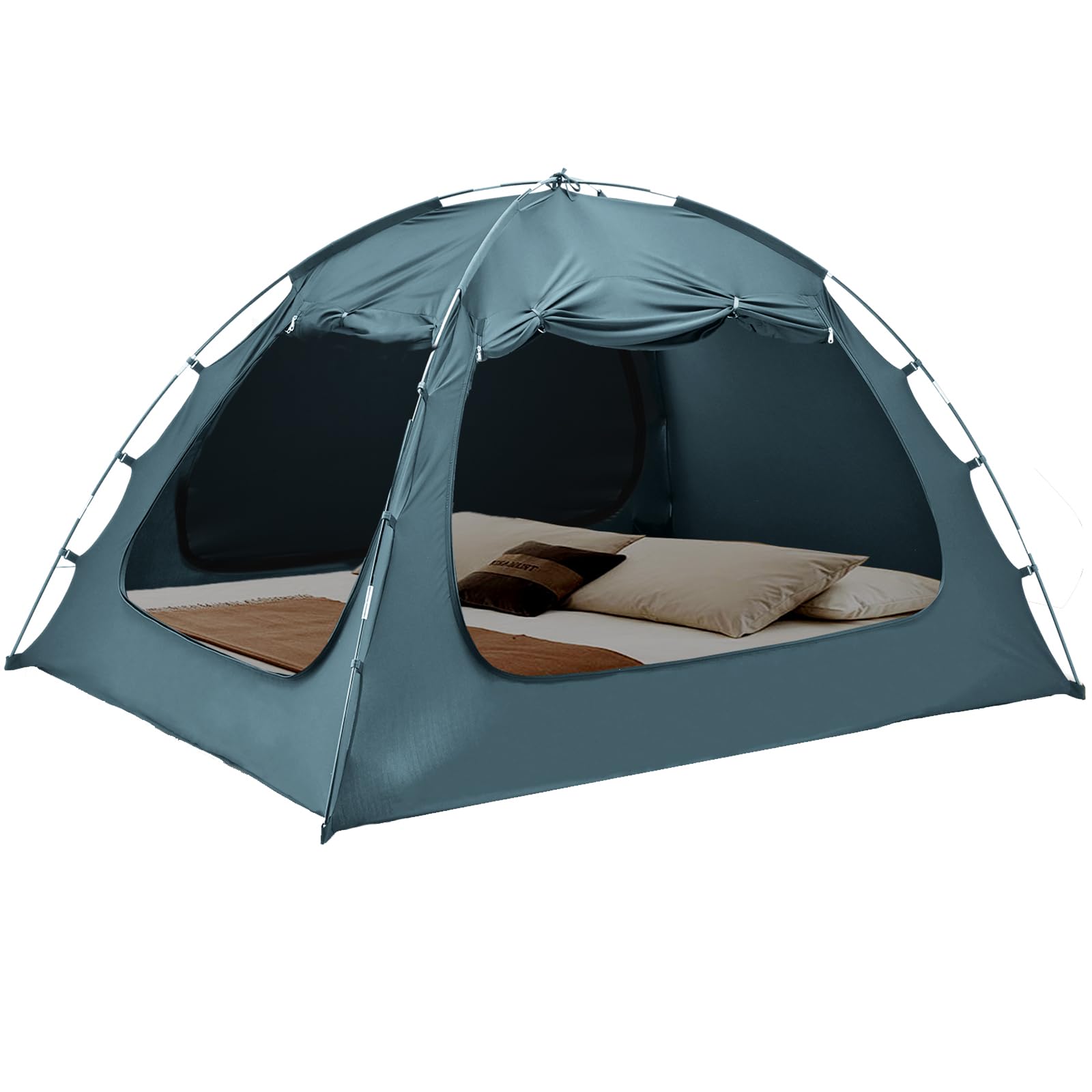 LILYPELLE Bed Tent for Adults - Portable Blackout Canopy with 3 Doors, Twin Size Bunk Bed Privacy Shelter (Blue) | Perfect for Camping, Kids' Sleepovers & Cozy Indoor Retreats