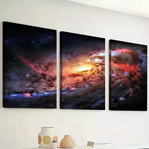 3-Piece Galaxy Outer Space Canvas Wall Art Set - 60x90cm High-Quality Framed Prints | Australian Made | Ready to Hang | Perfect for Living Room, Bedroom & Office Decor