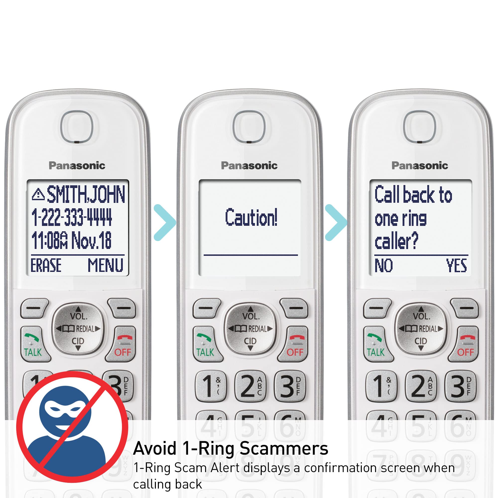 Panasonic KX-TGD864W Cordless Phone System - 4 Handsets, Answering Machine, Bluetooth Link2Cell, Voice Assistant & Call Blocking | Home & Office Communication Solution (White)