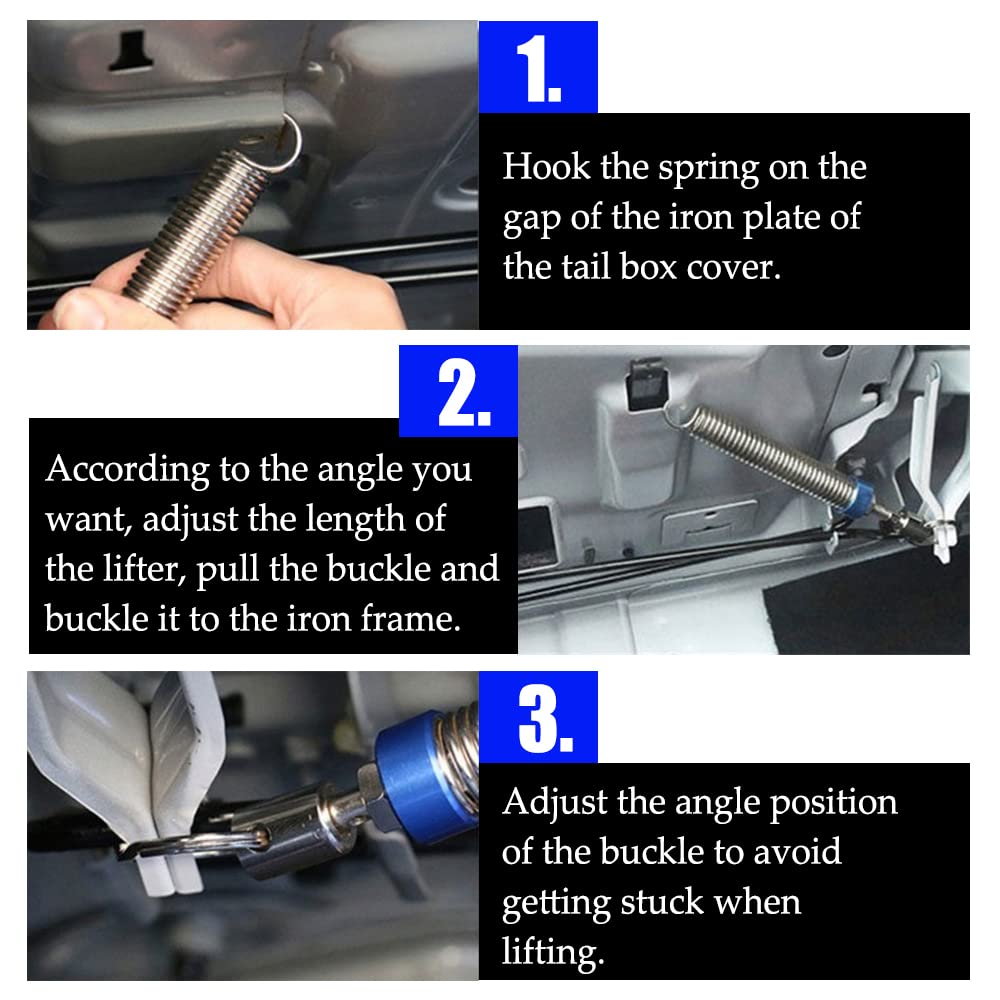 ASUBHA Universal Car Trunk Lift Spring - Adjustable Anti-Break Stainless Steel Boot Lid Support with 2 Clamps - Replacement for SUV, Truck, RV - Perfect for Easy Trunk Access & Heavy Load Support