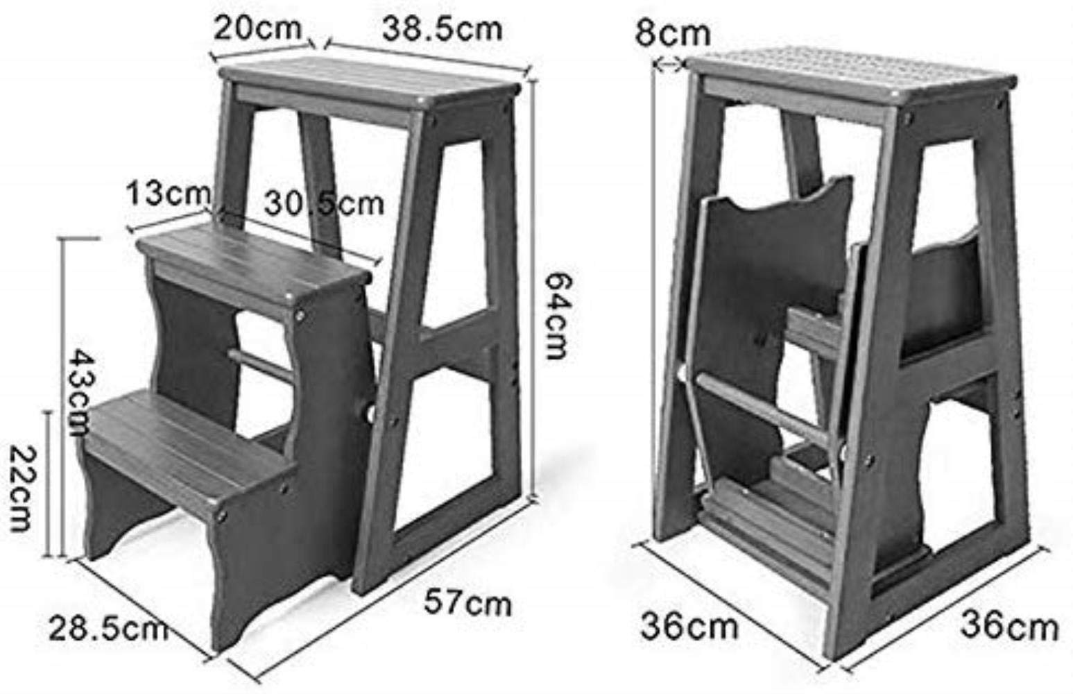 KAZUP Wooden Step Stool for Kitchen, Foldable Multifunctional Ladder Stool with Non-Slip Feet - Perfect for Home, Office, and Kids' Safe Climbing